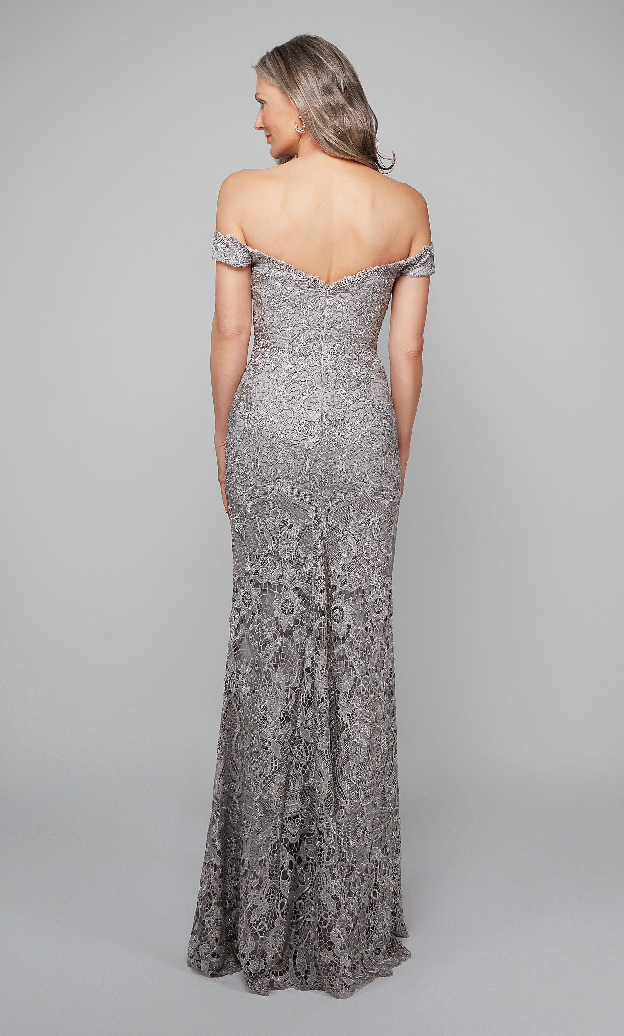 Off The Shoulder Lace Jewel Straight Mother Of The Bride Dress #27553