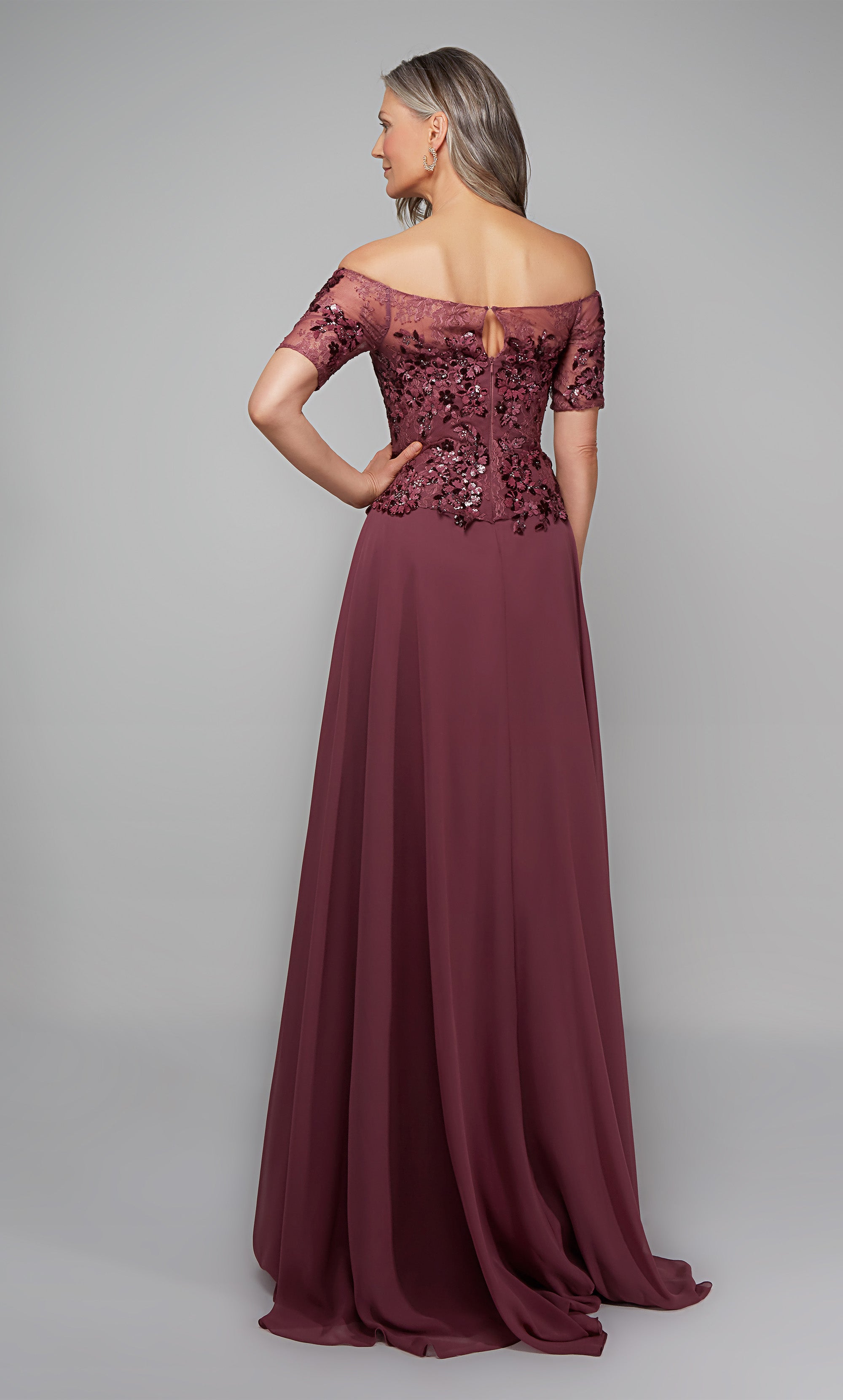 A-line Off The Shoulder Chiffon Closed Back Mother Of The Bride Dress #27566