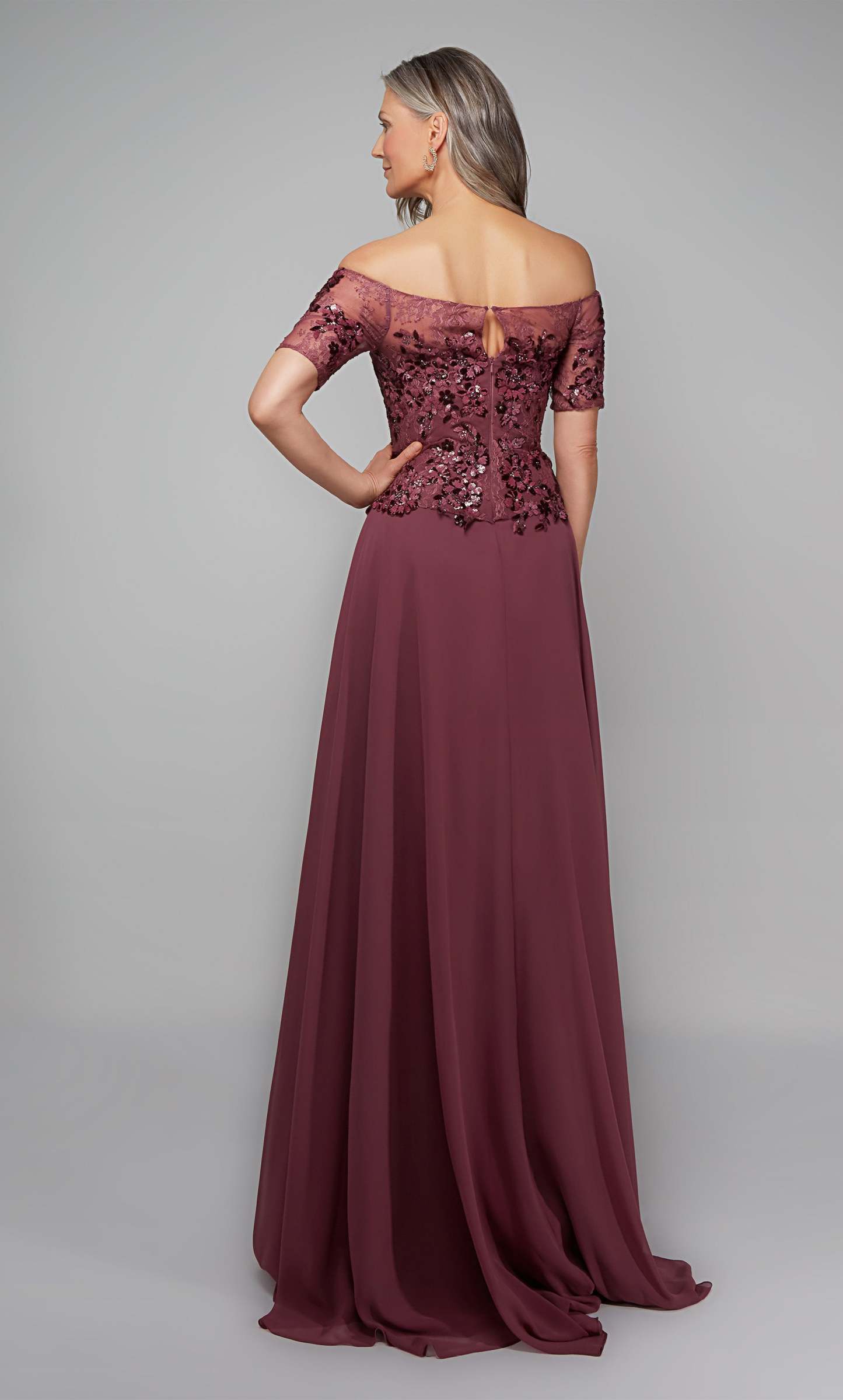 A-line Off The Shoulder Chiffon Closed Back Mother Of The Bride Dress #27566
