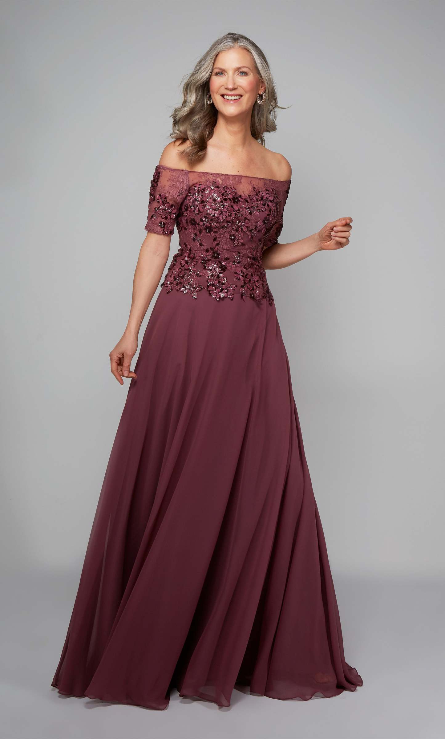 A-line Off The Shoulder Chiffon Closed Back Mother Of The Bride Dress #27566