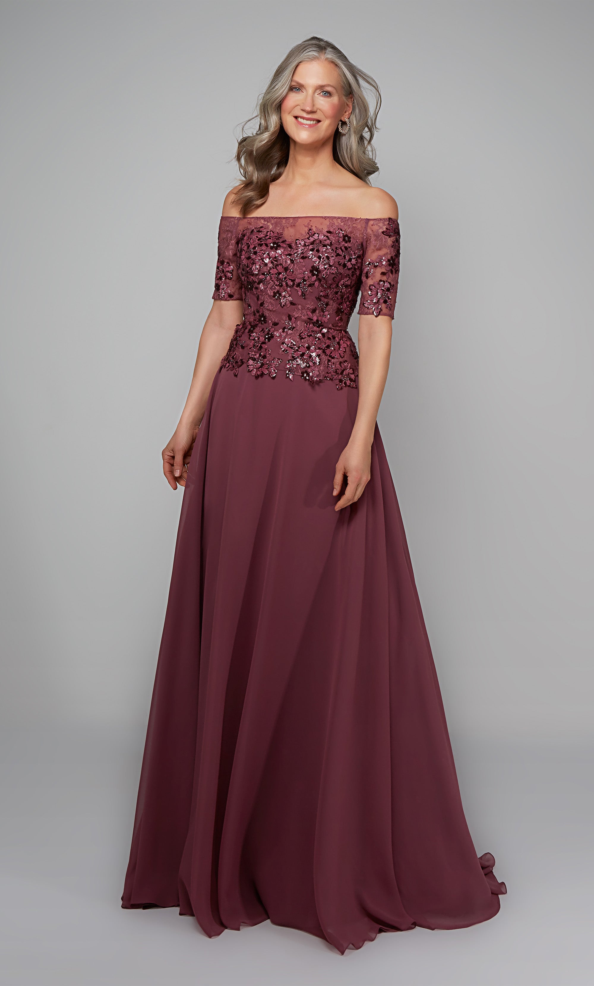 A-line Off The Shoulder Chiffon Closed Back Mother Of The Bride Dress #27566