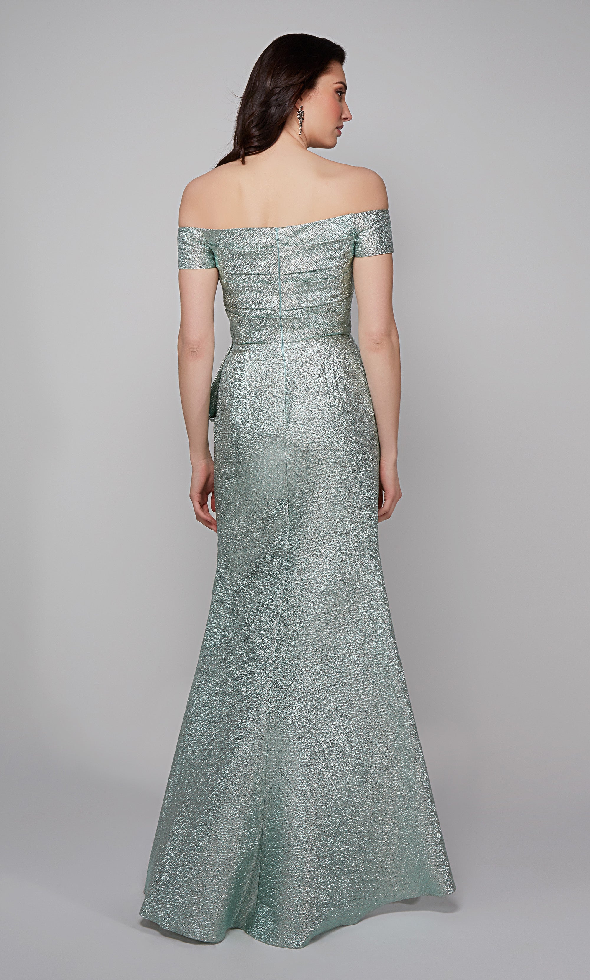 Fit N Flare Off The Shoulder Side Slit Mother Of The Bride Dress #27639
