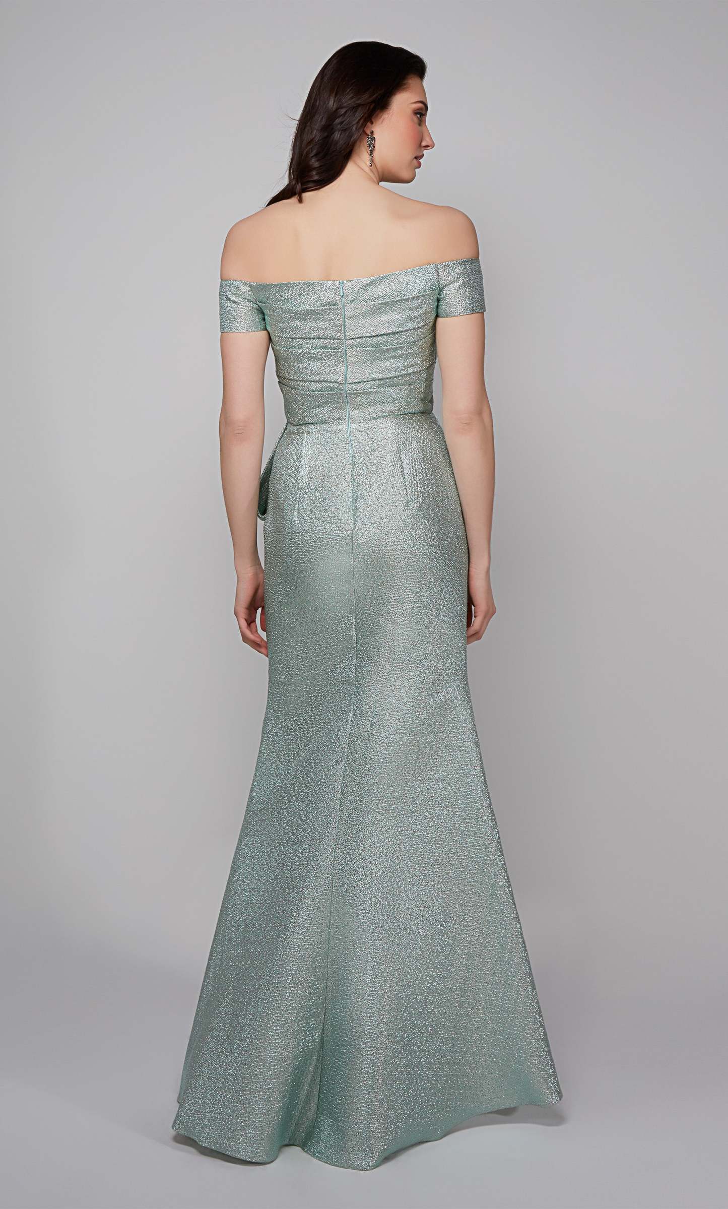 Fit N Flare Off The Shoulder Side Slit Mother Of The Bride Dress #27639