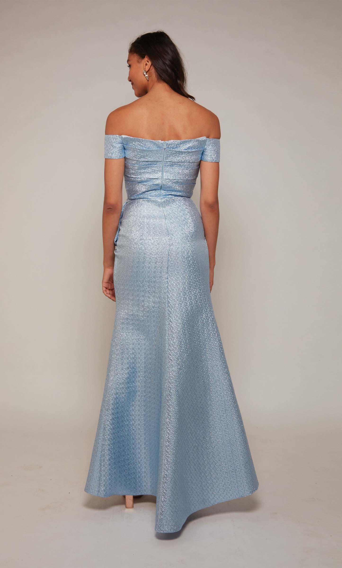 Fit N Flare Off The Shoulder Side Slit Mother Of The Bride Dress #27639