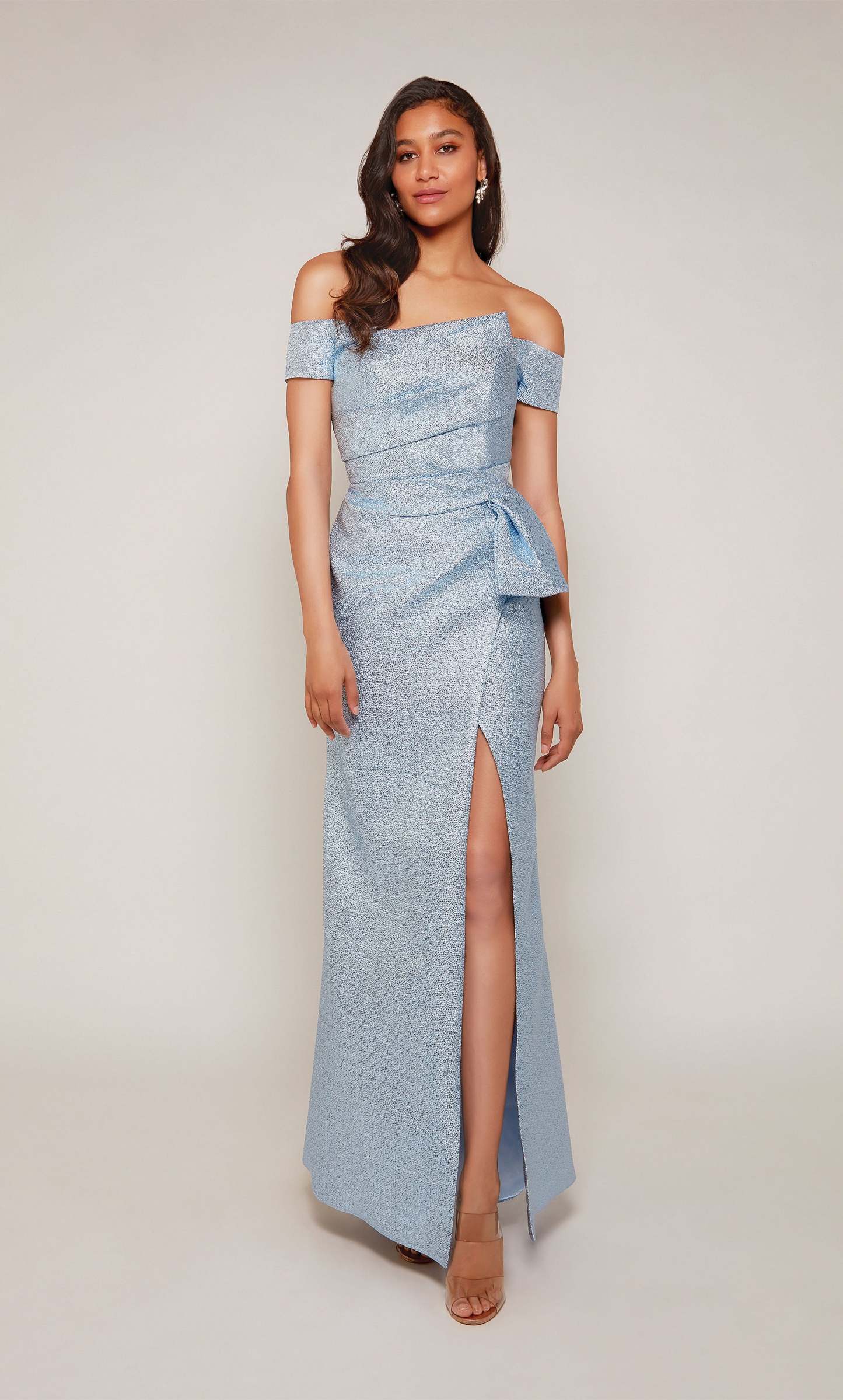 Fit N Flare Off The Shoulder Side Slit Mother Of The Bride Dress #27639