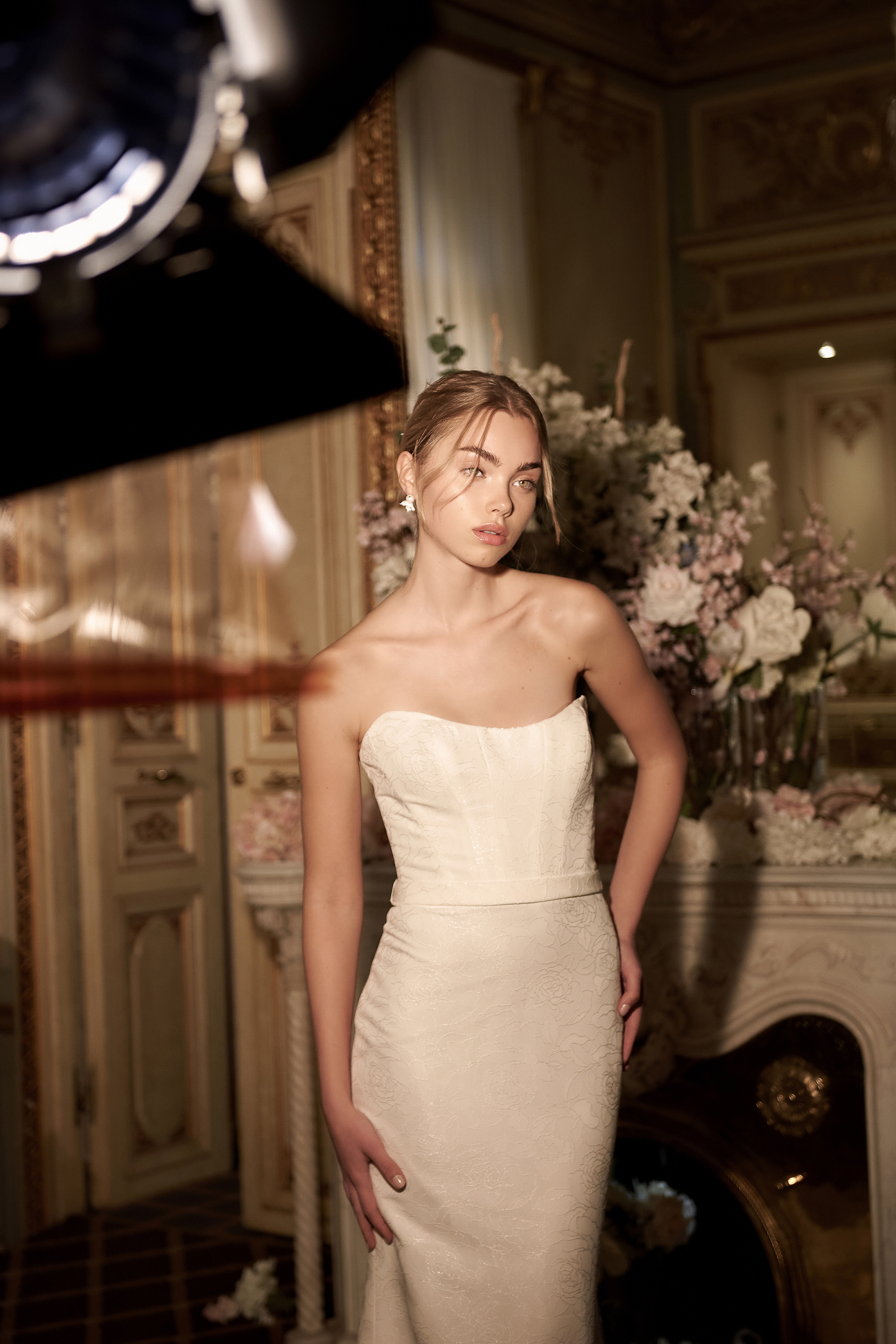  Jacquard Fit and Flare Bridal Gown Featuring Strapless Neckline #44384