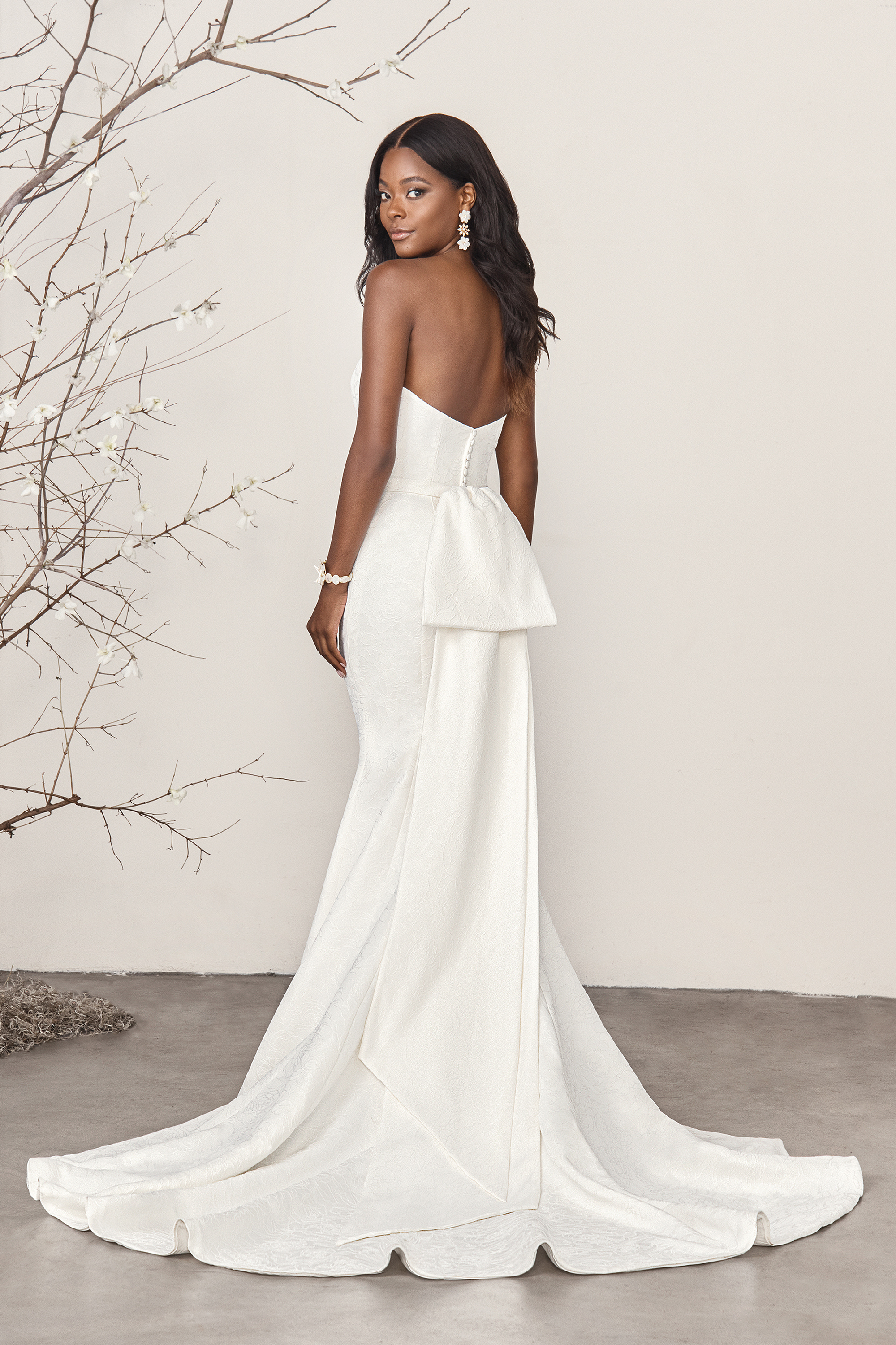  Jacquard Fit and Flare Bridal Gown Featuring Strapless Neckline #44384