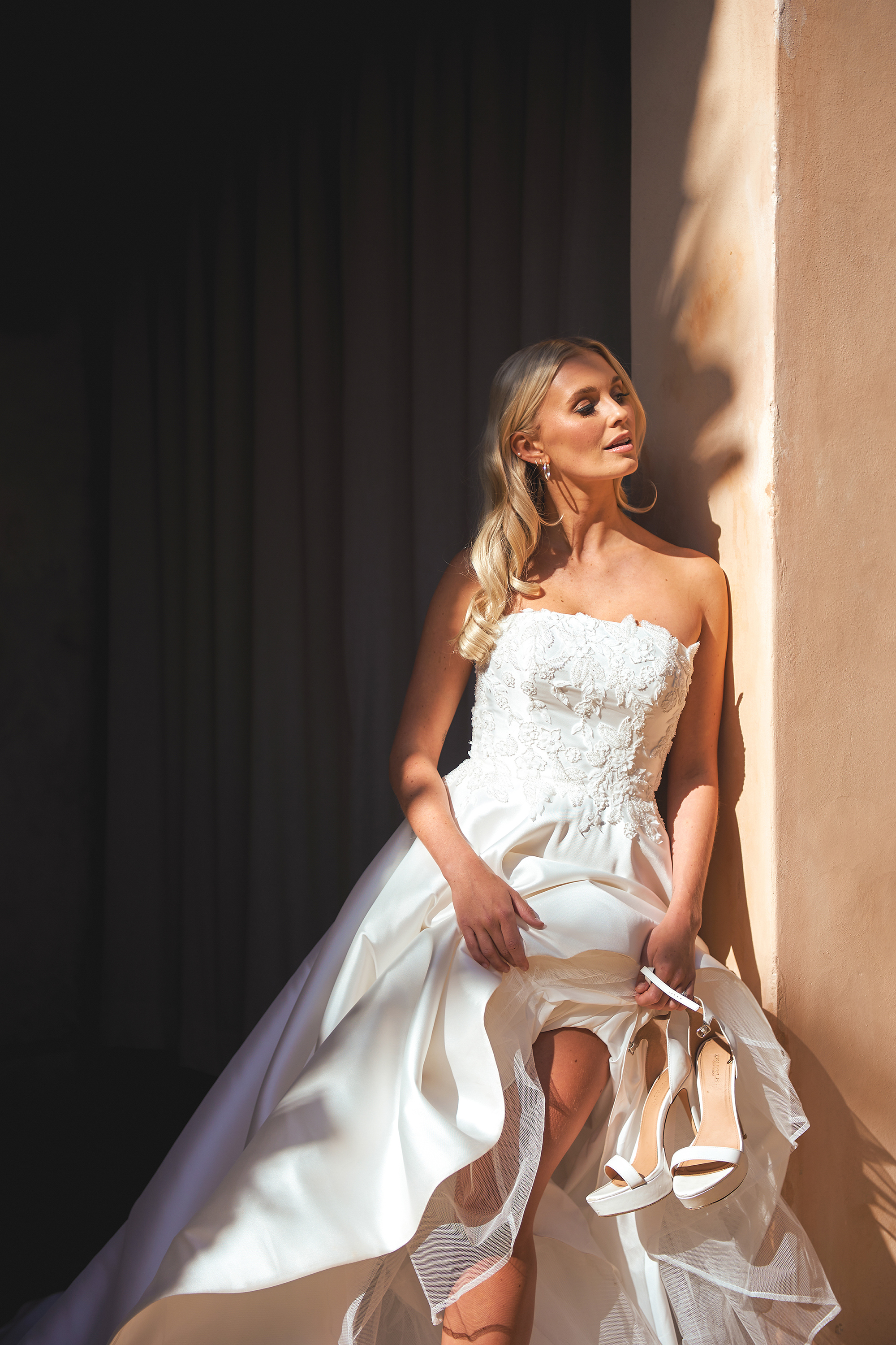 Strapless Mikado Ball Gown with Straight Neckline and 3D Florals #44421