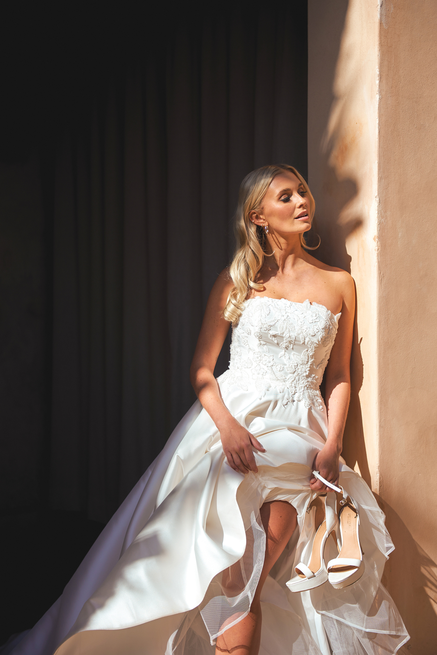 Strapless Mikado Ball Gown with Straight Neckline and 3D Florals #44421