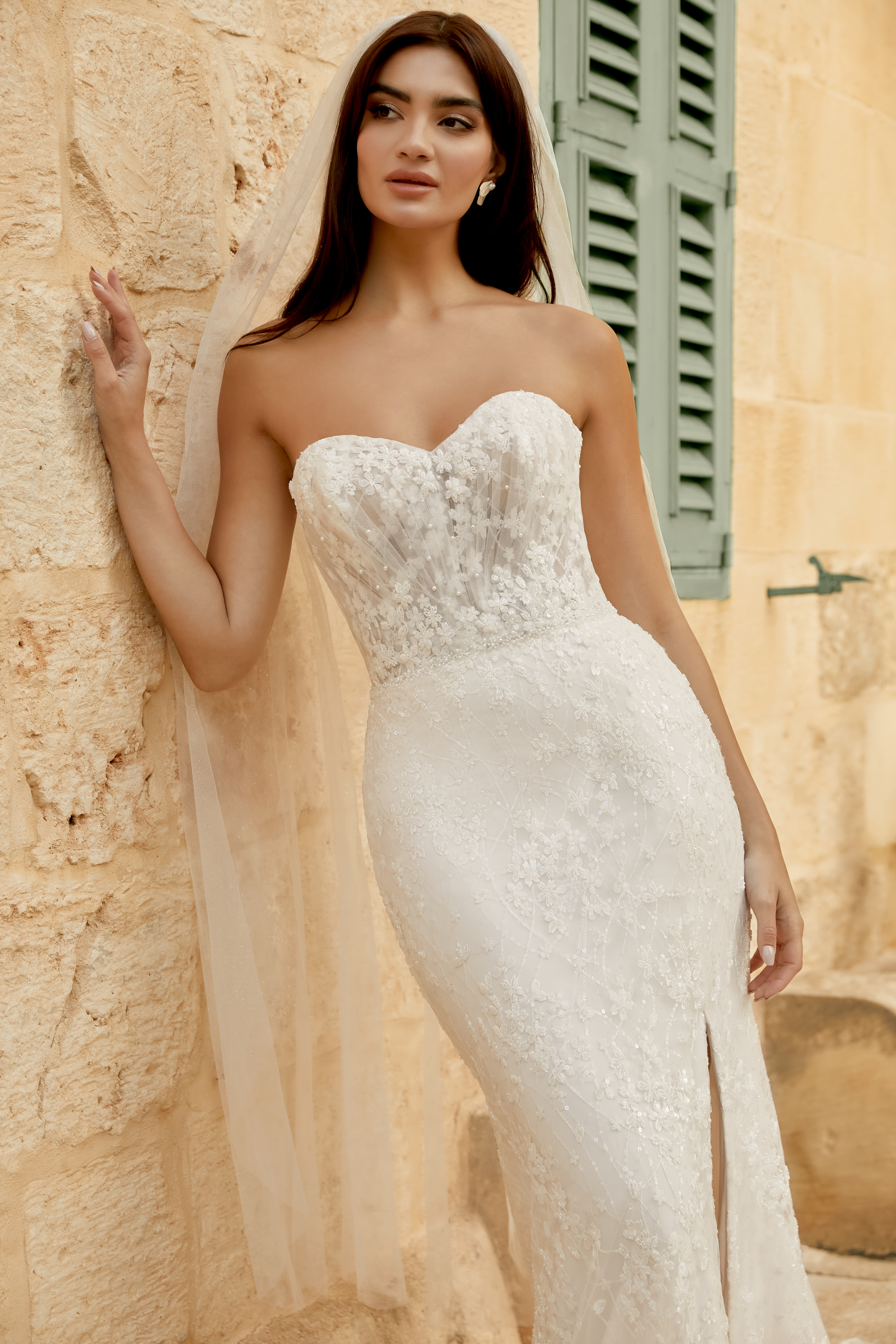 A-Line Bridal Gown with Cuffed Off-The-Shoulder Neckline#44488