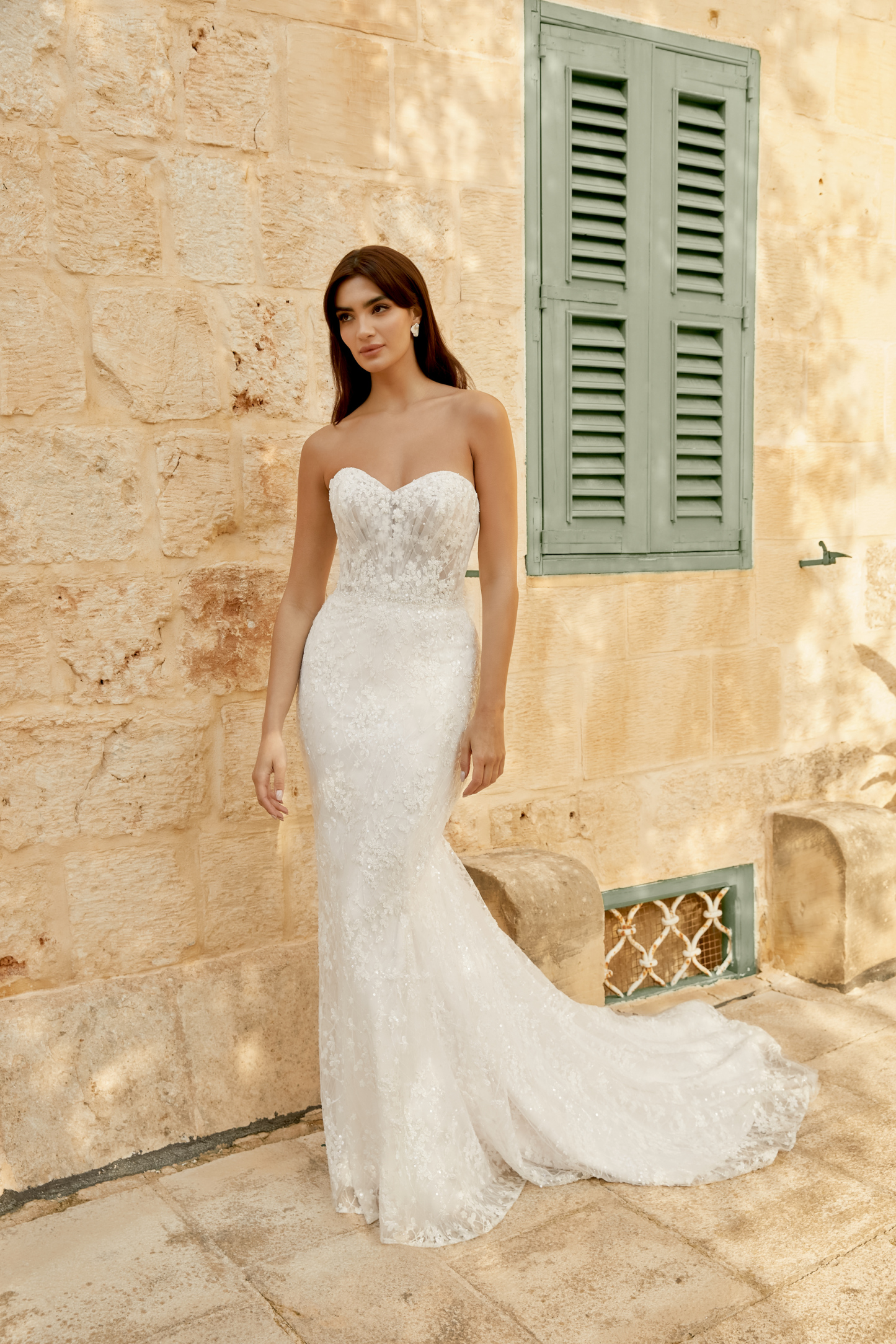 A-Line Bridal Gown with Cuffed Off-The-Shoulder Neckline#44488