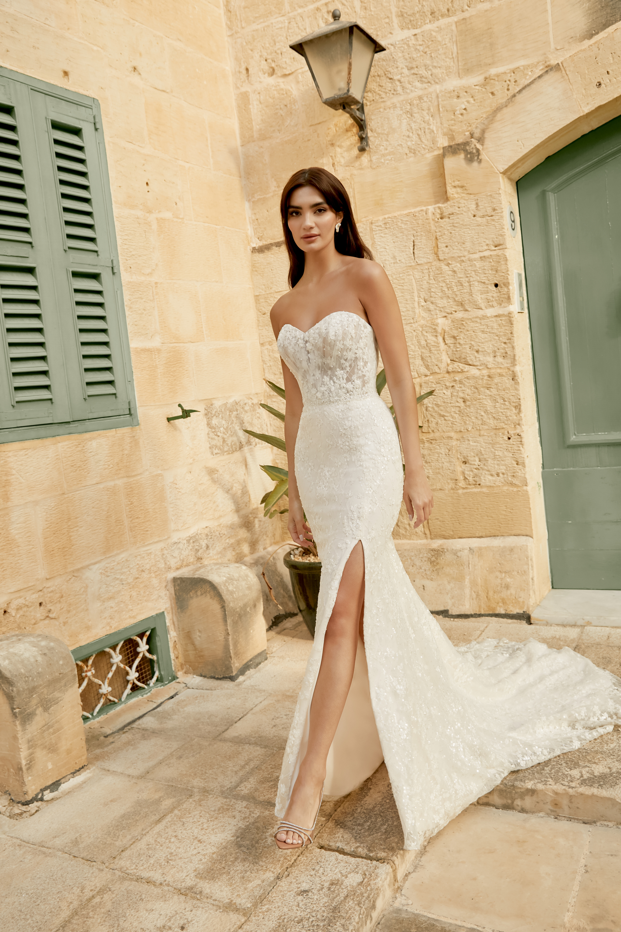A-Line Bridal Gown with Cuffed Off-The-Shoulder Neckline#44488