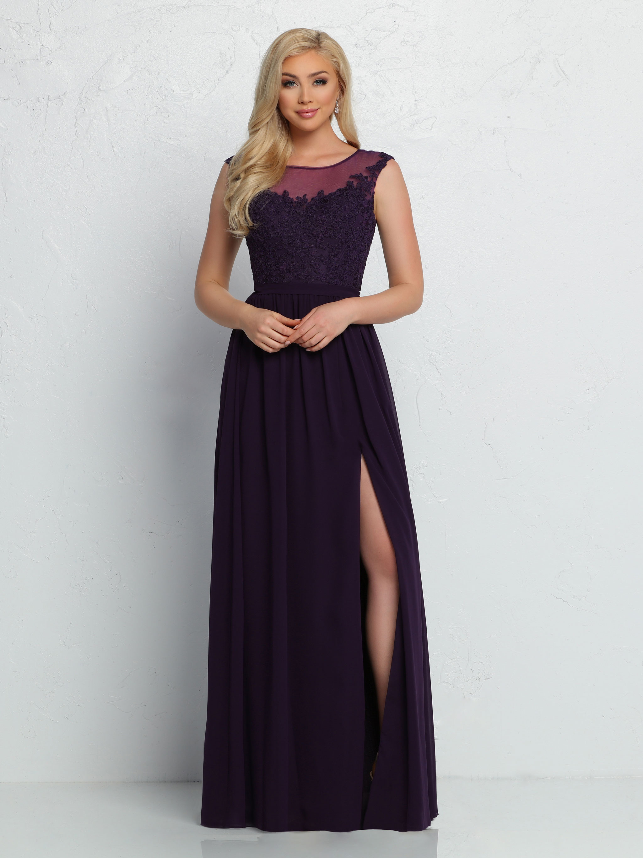 A-Line Bateau Chiffon Bridesmaid Dress with Keyhole & Covered Buttons  #60368