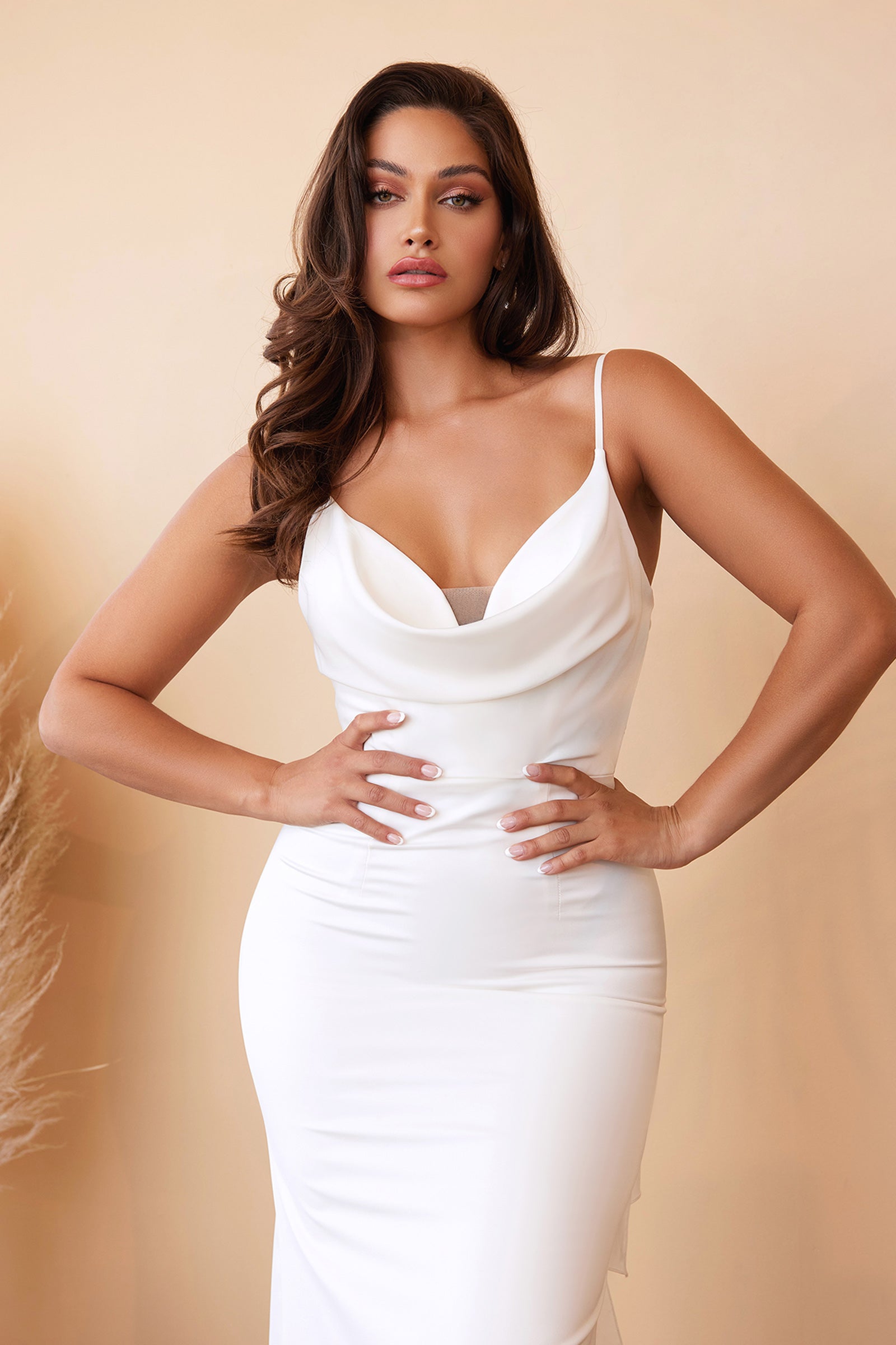 Tie-Back Sash Charmeuse Mermaid Gown #7487W