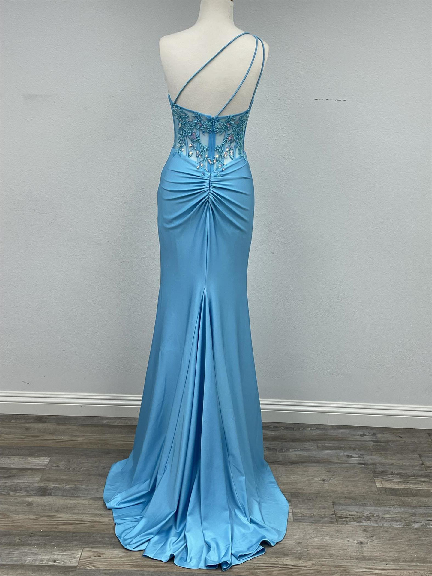 Stunning Sequin Floral Detail One-Shoulder Gown #A1317