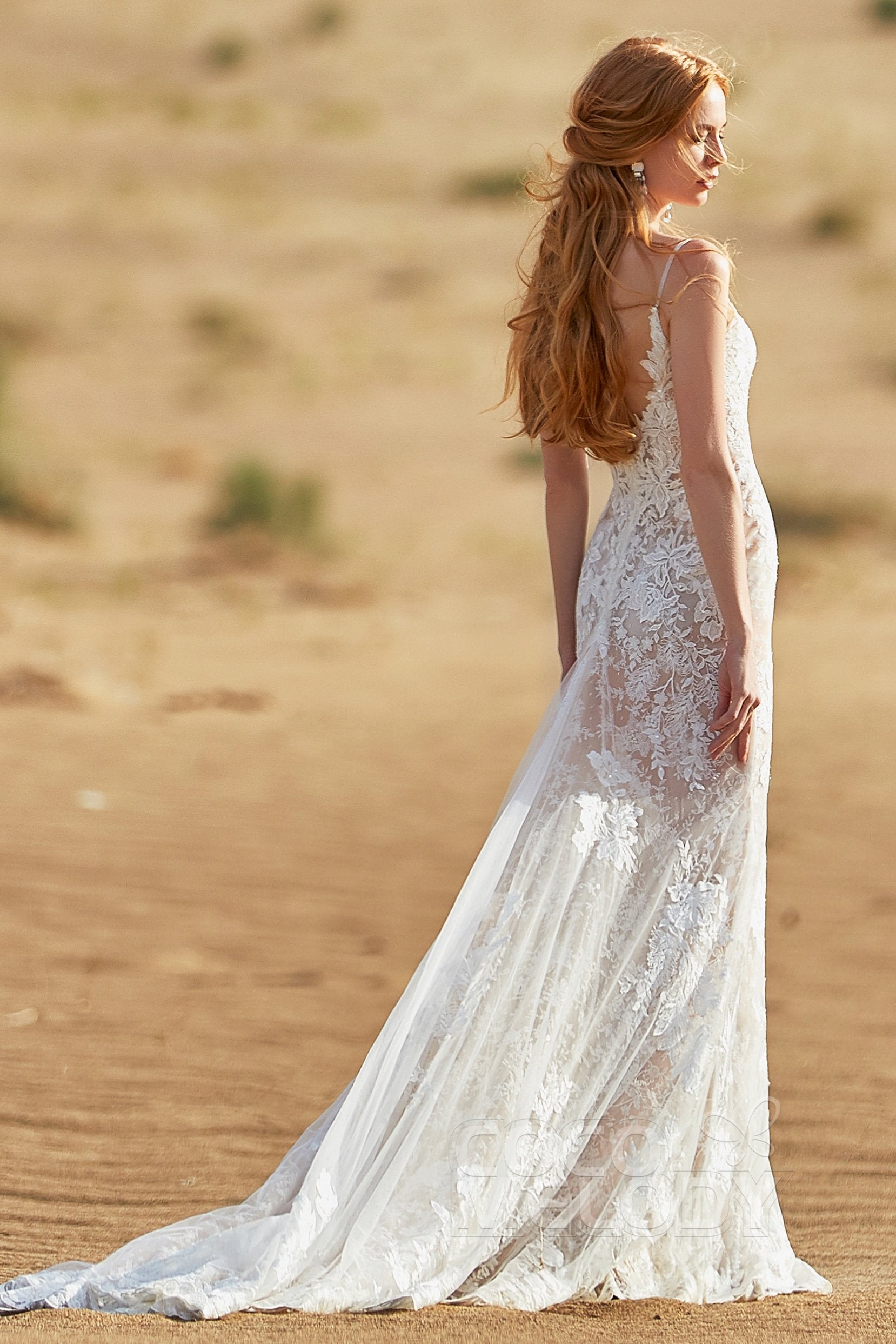Trumpet-Mermaid Chapel Train Tulle Lace Wedding Dress