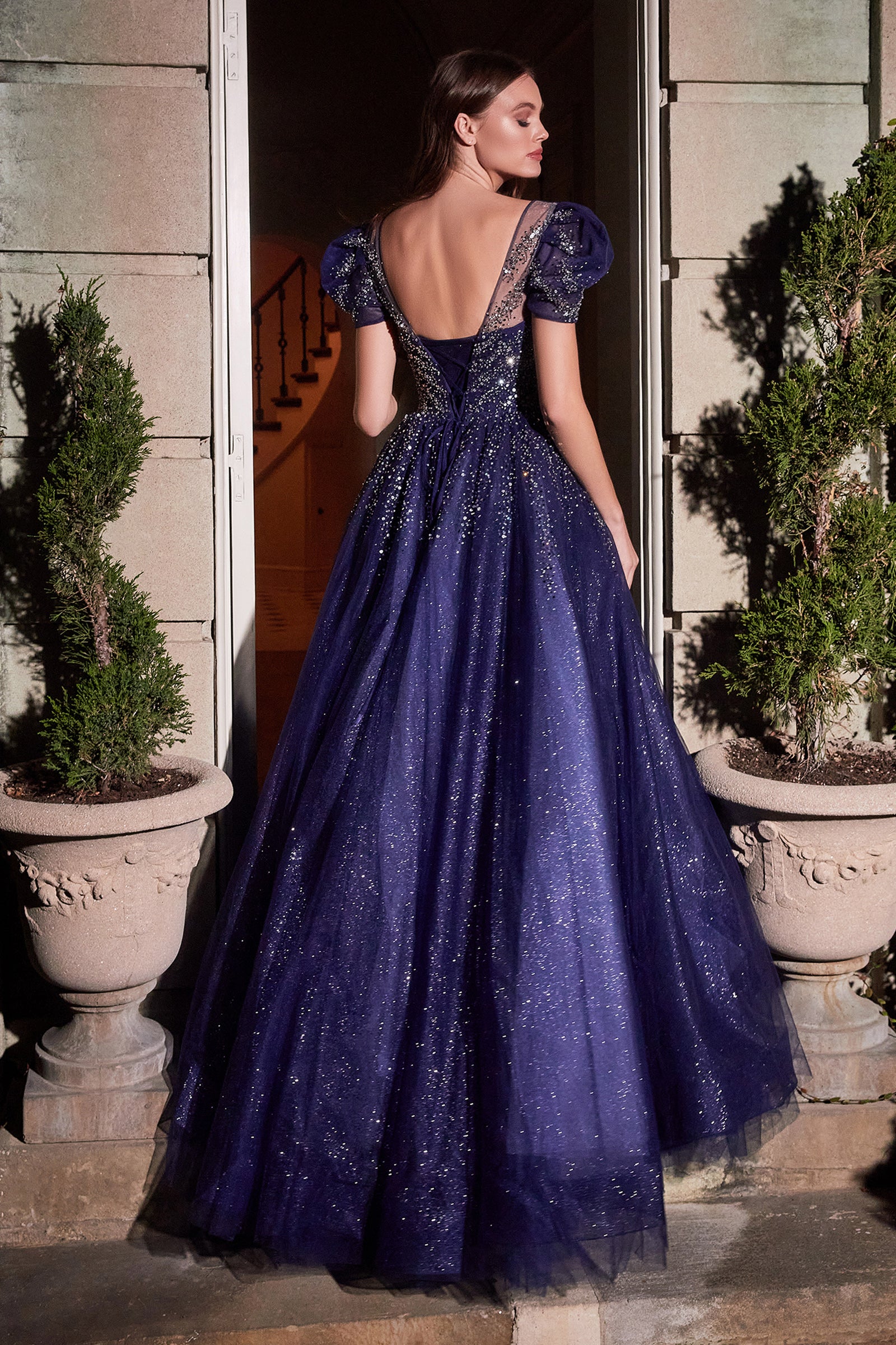 Deep Illusion Sweetheart Layered Sparkling Tulle Ball Gown #B702