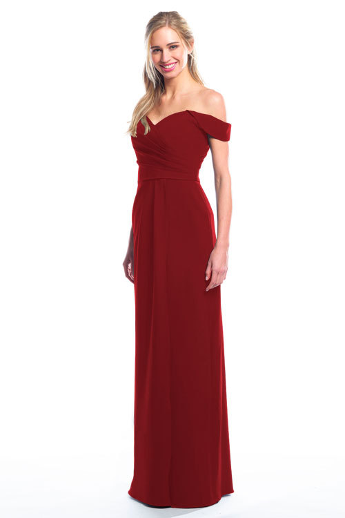 BARI JAY STYLE 2077 Off The Shoulder Bridesmaid Dress with pleated skirt
