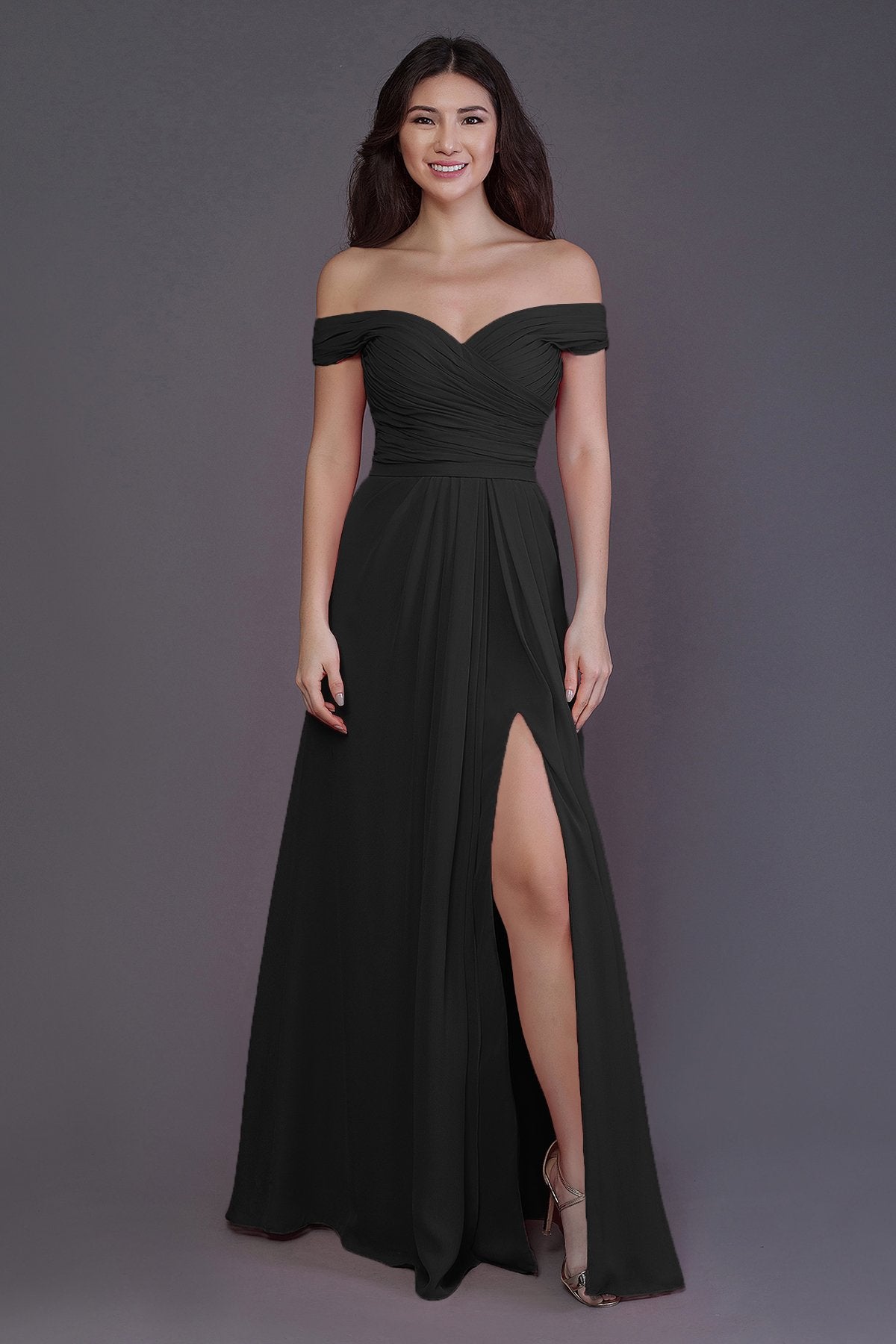 Sheath-Column Floor Length Chiffon Bridesmaid Dress PR3536