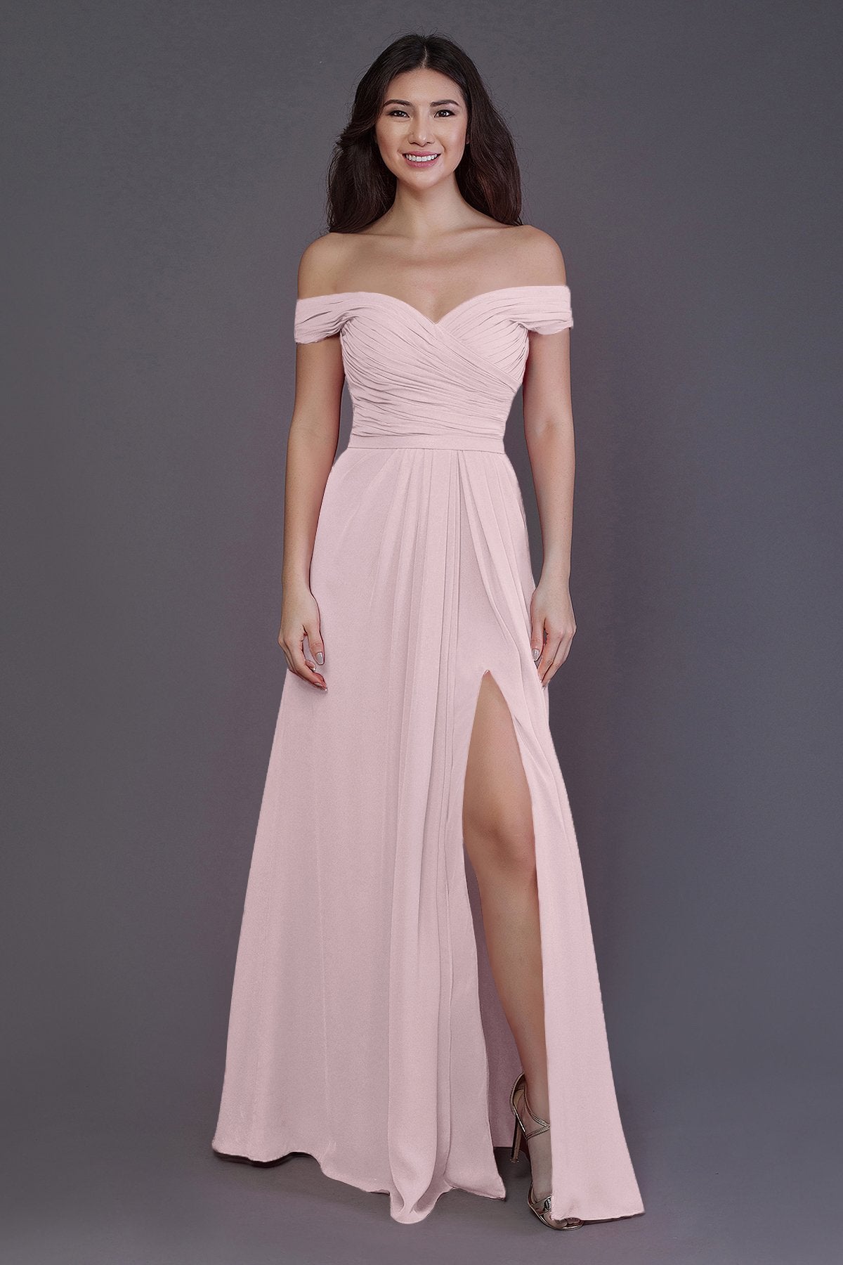 Sheath-Column Floor Length Chiffon Bridesmaid Dress PR3536