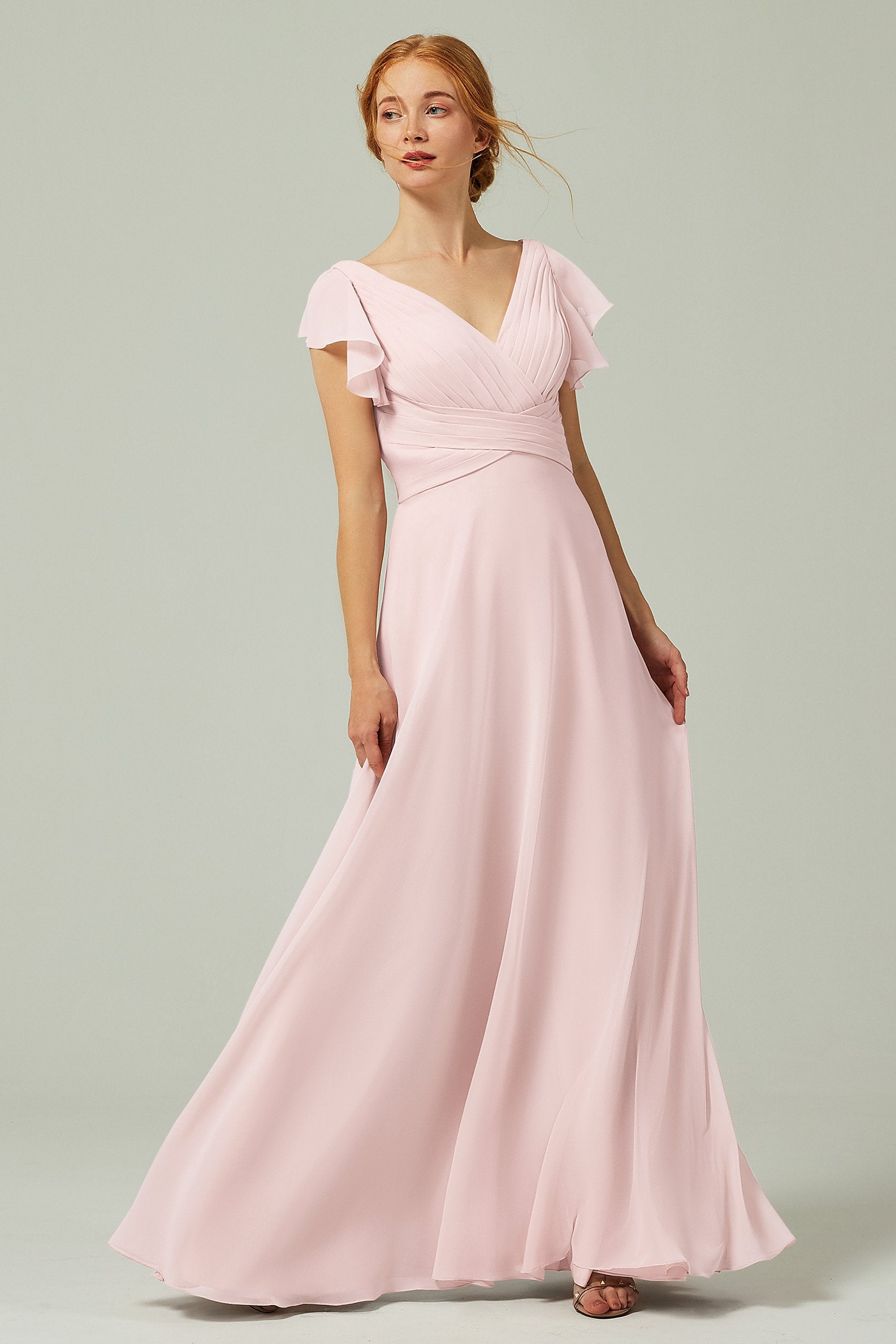 A-Line Floor Length Chiffon Bridesmaid Dress CB0302