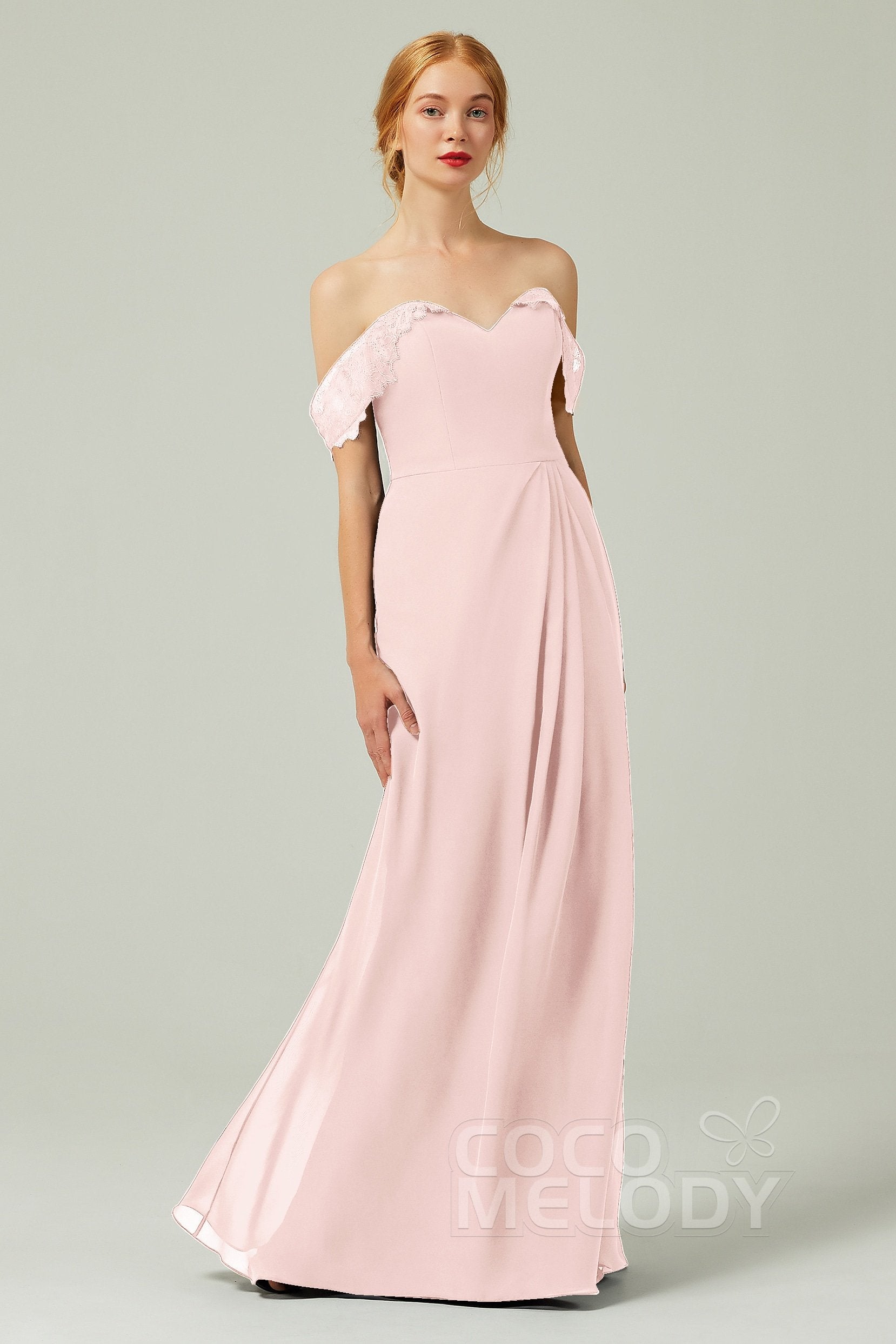 Sheath-Column Floor Length Chiffon Bridesmaid Dress Formal Dresses CB0338