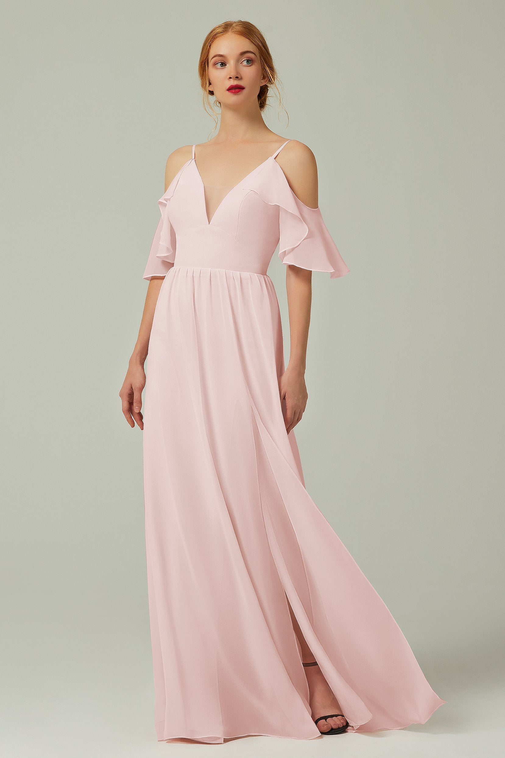 A-Line Floor Length Chiffon Bridesmaid Dress CB0236