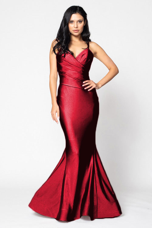 BARI JAY STYLE 2204 Mermaid V-Neck Lux Stretch Bridesmaid Dress