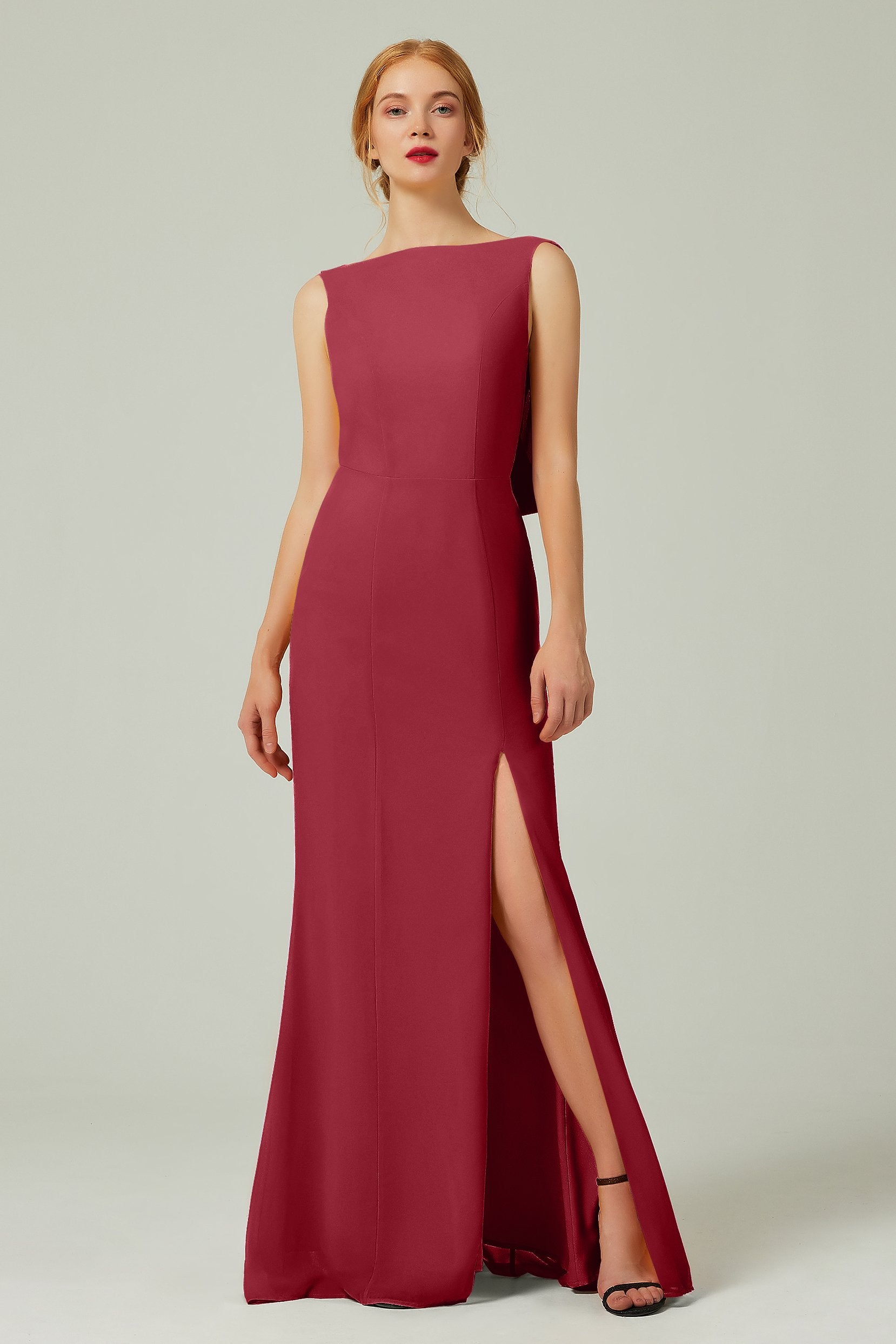 Sheath-Column Sweep-Brush Chiffon Bridesmaid Dress Formal Dresses CB0310