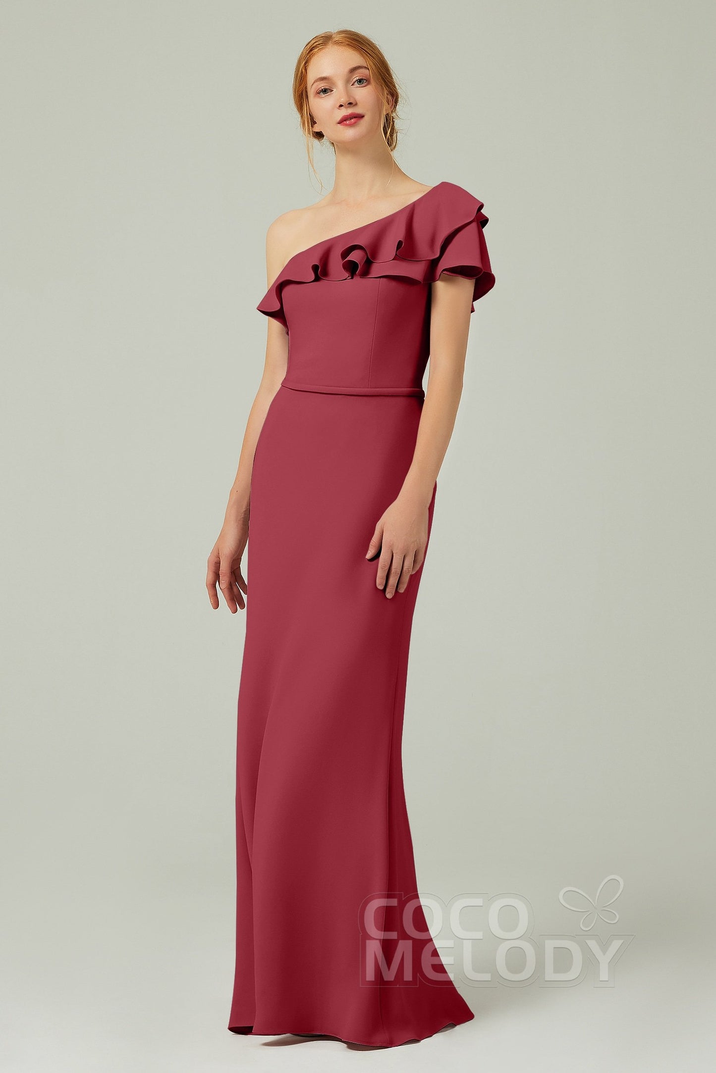 Sheath-Column Floor Length Chiffon Bridesmaid Dress CB0349