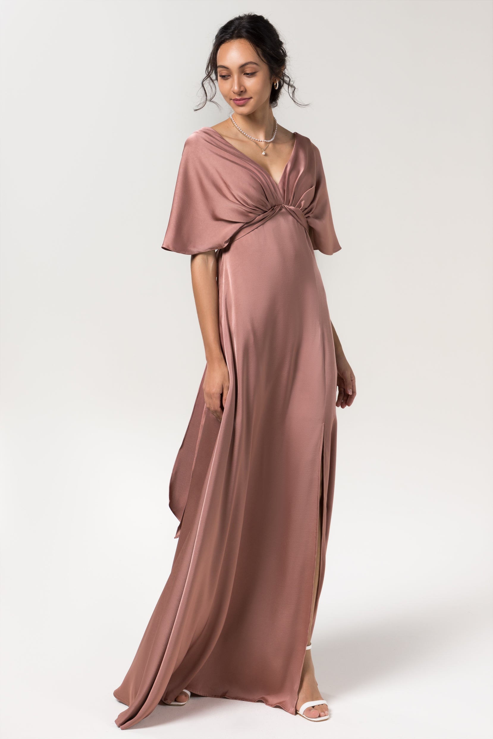 Sheath Floor Length Luxe Satin Bridesmaid Dress Formal Dresses CB0584