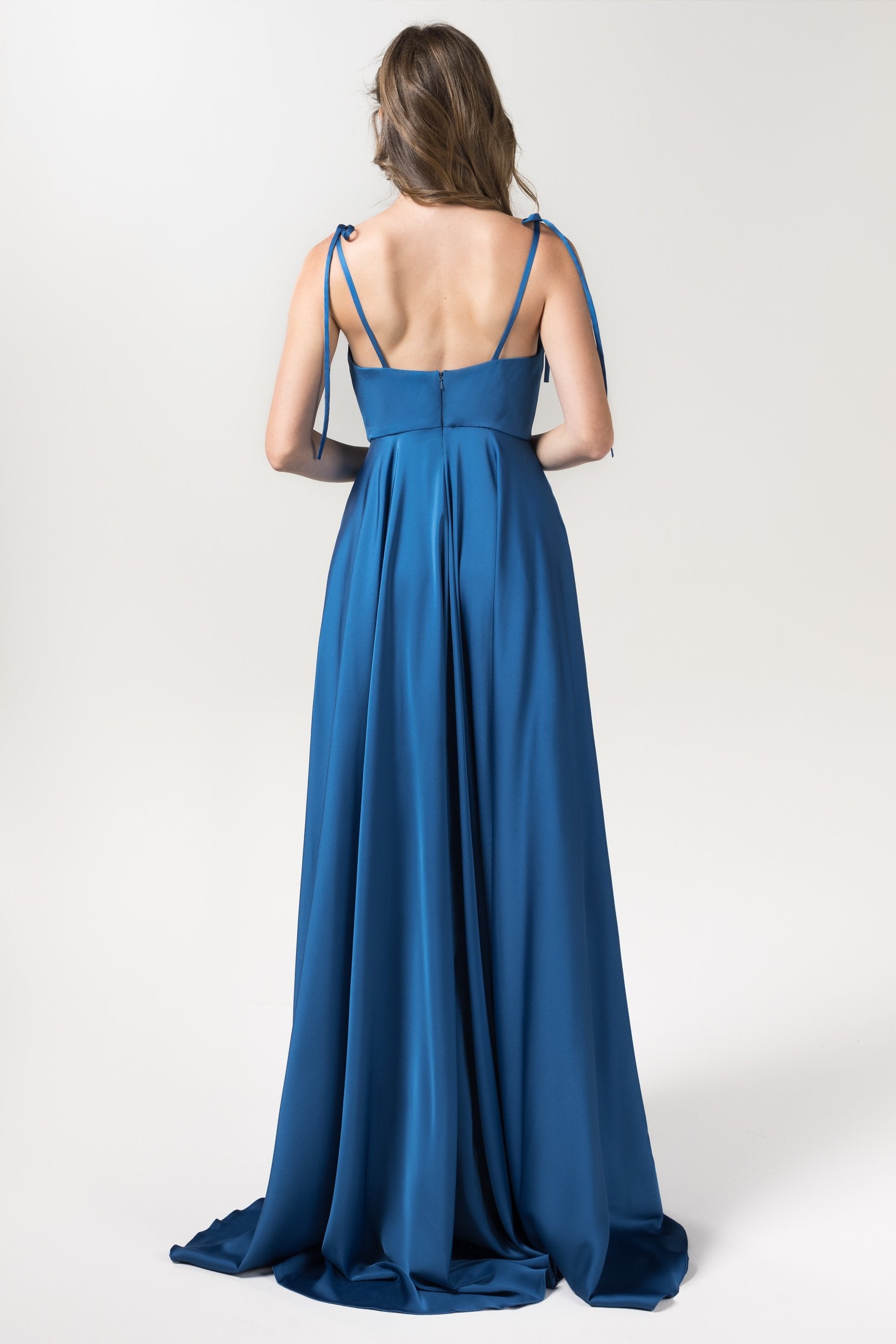 A-Line Sweep-Brush Train Luxe Satin Bridesmaid Dress Formal Dresses CB0620