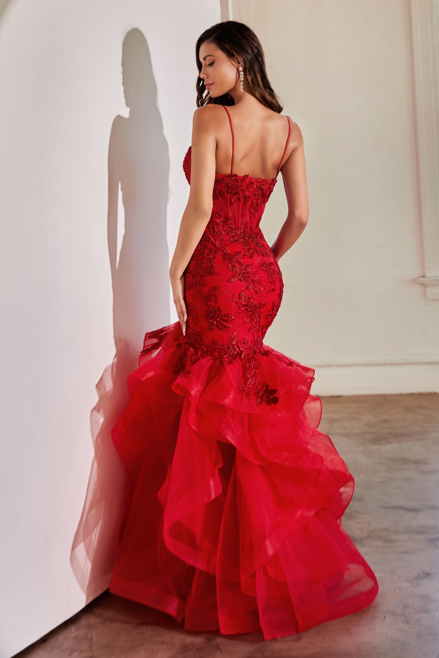 Classic Black Sequin Ruffle Mermaid Gown #CC8915