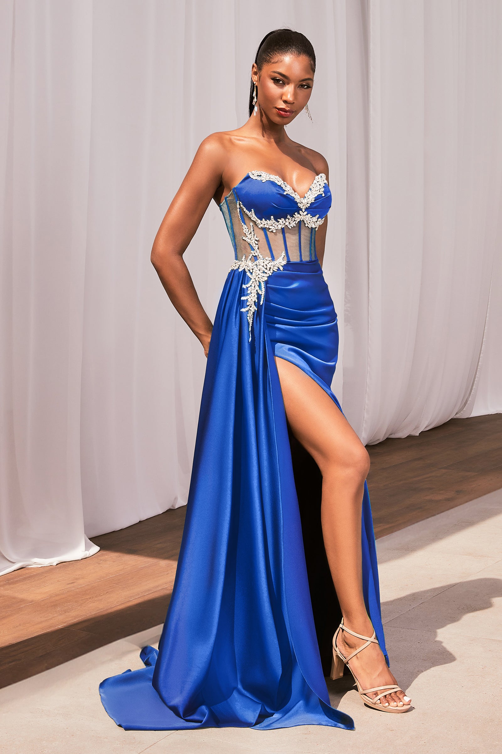 Breathtaking Fitted Sweetheart Satin Evening Gown #CD343