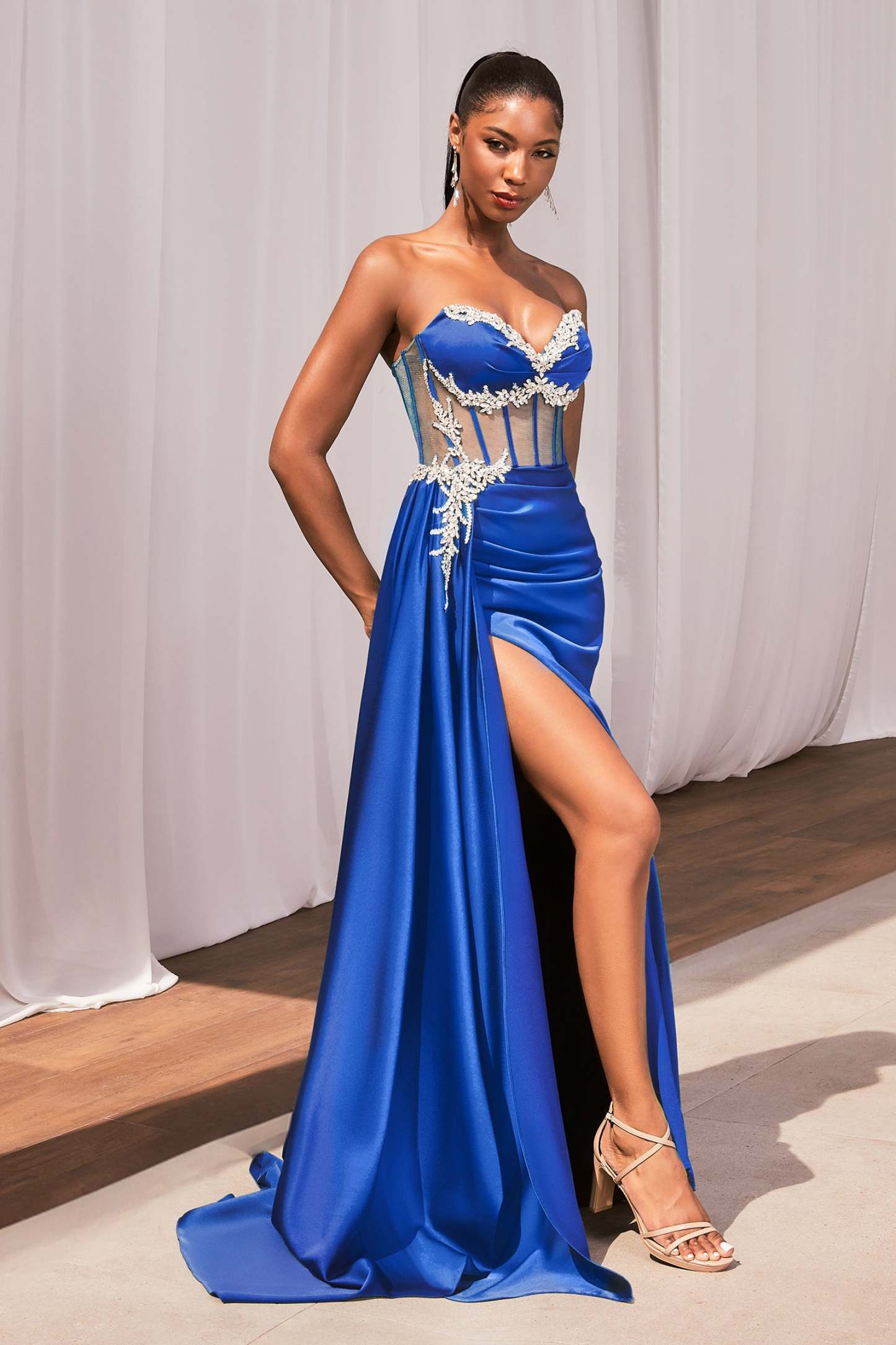 Breathtaking Fitted Sweetheart Satin Evening Gown #CD343