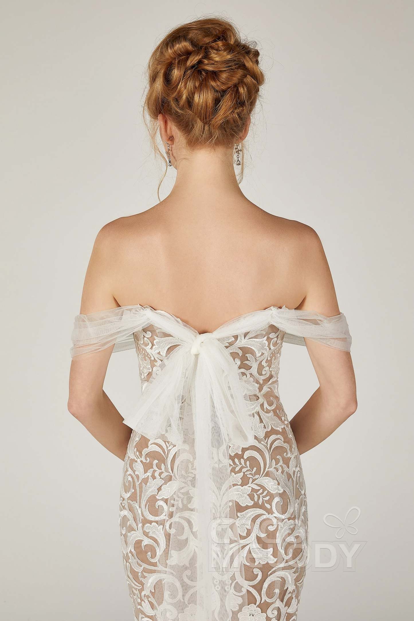 Trumpet Court Train Tulle Elastic Satin Wedding Dress