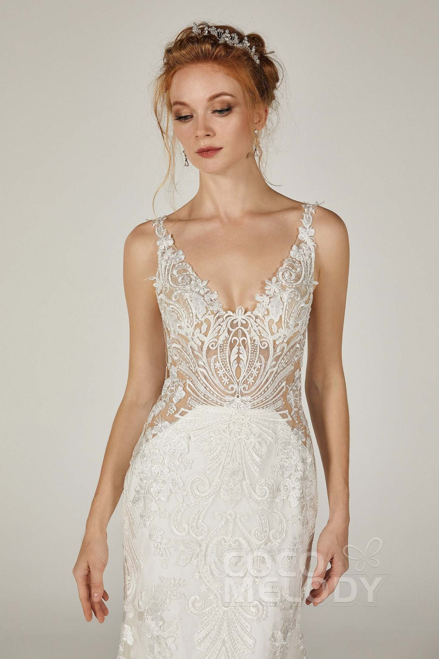 Trumpet-Mermaid Cathedral Train Tulle Wedding Dress