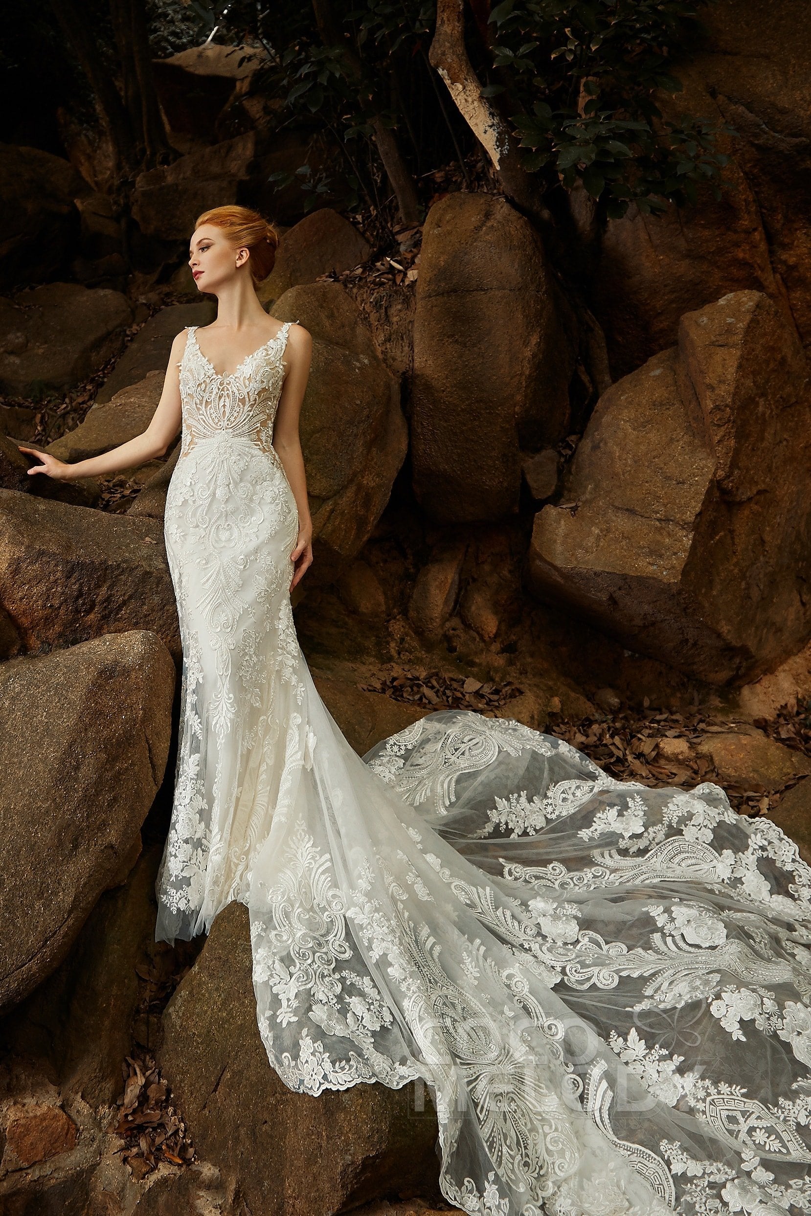 Trumpet Court Train Tulle Elastic Satin Wedding Dress