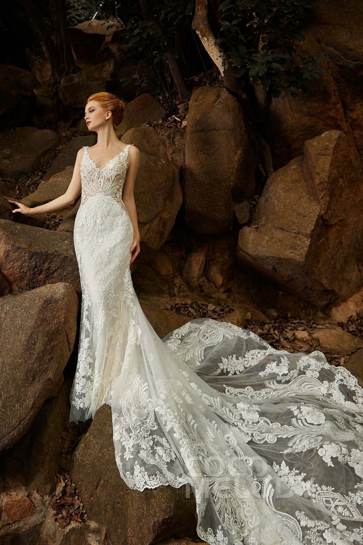 Trumpet Court Train Tulle Elastic Satin Wedding Dress