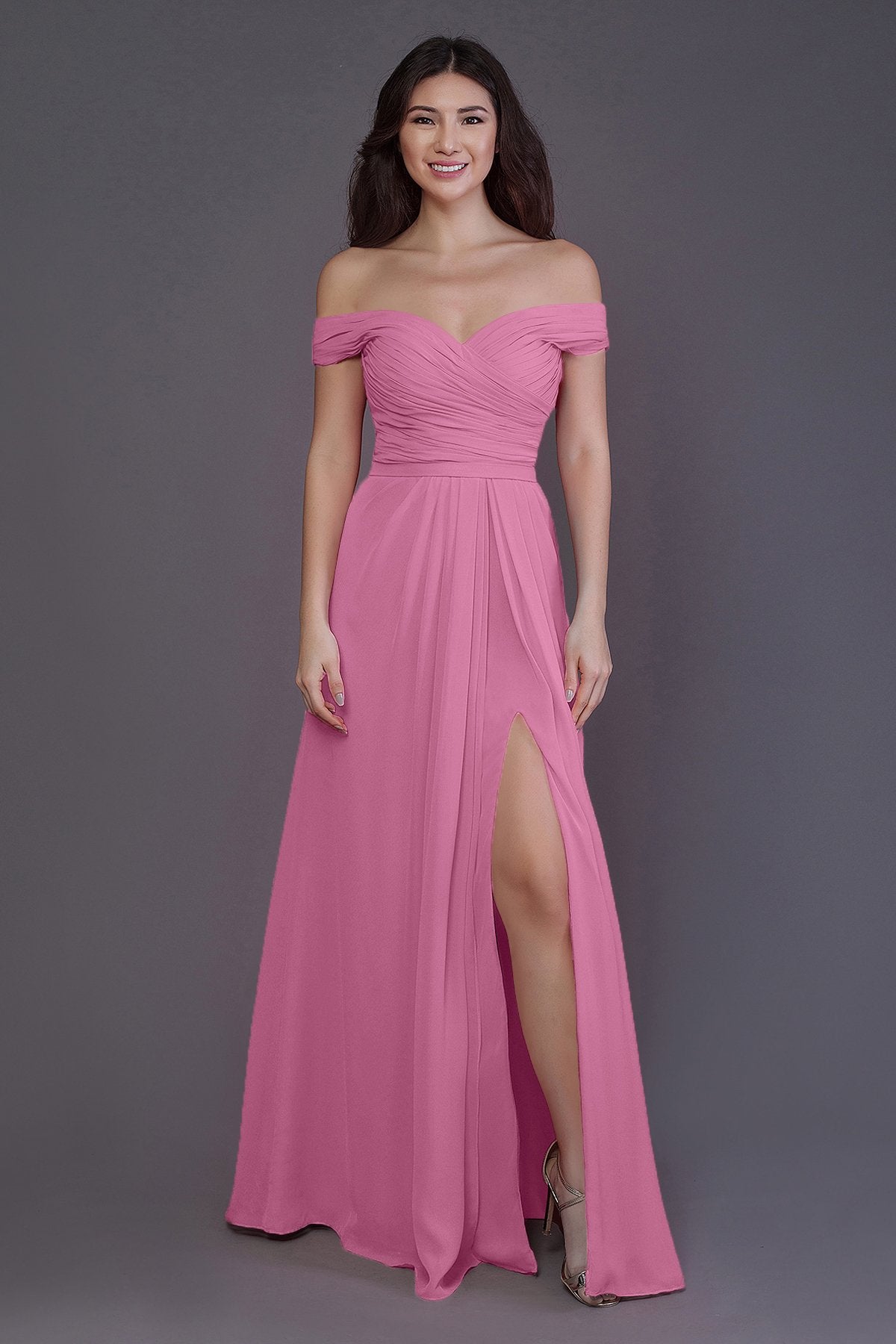 Sheath-Column Floor Length Chiffon Bridesmaid Dress PR3536