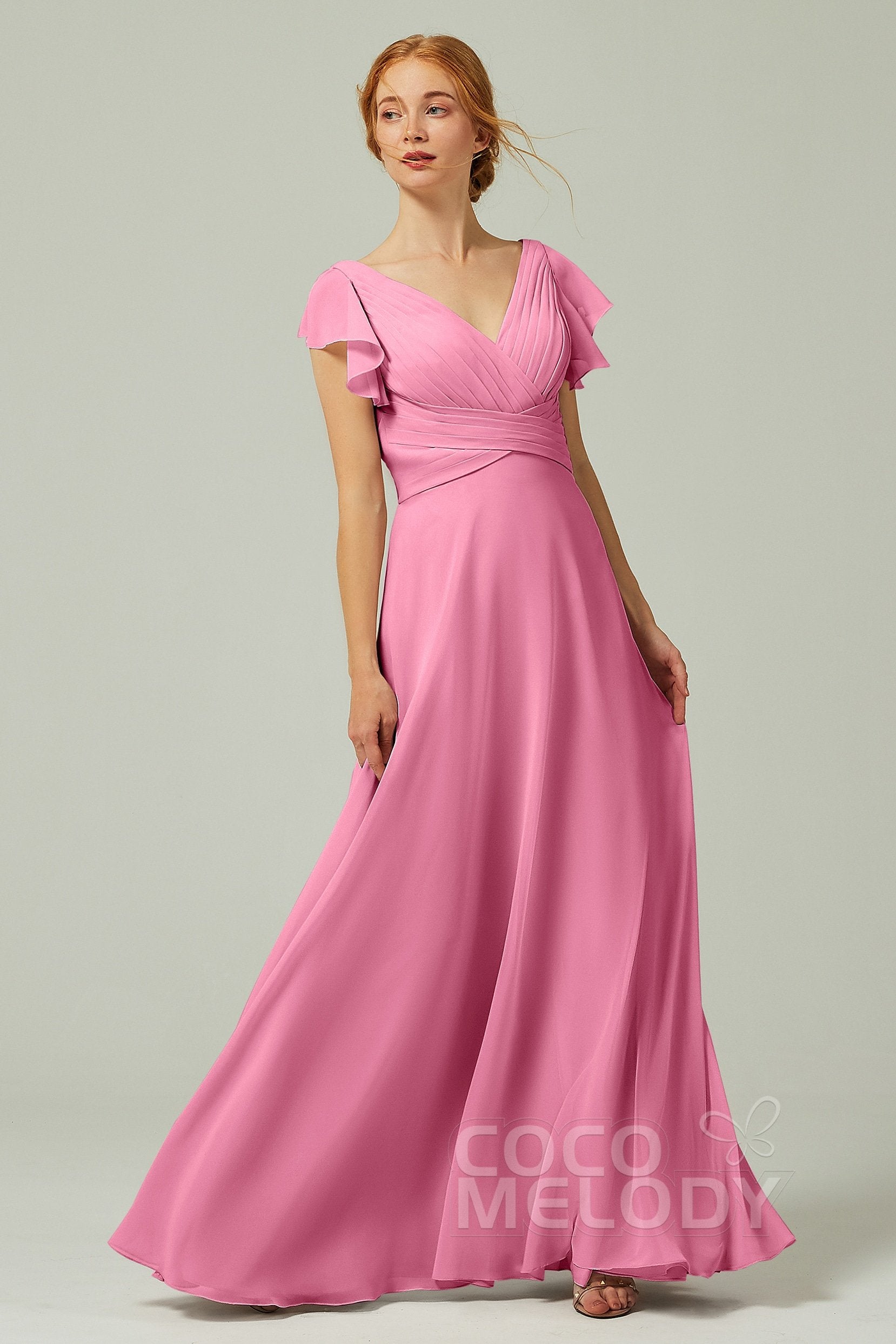 A-Line Floor Length Chiffon Bridesmaid Dress CB0302