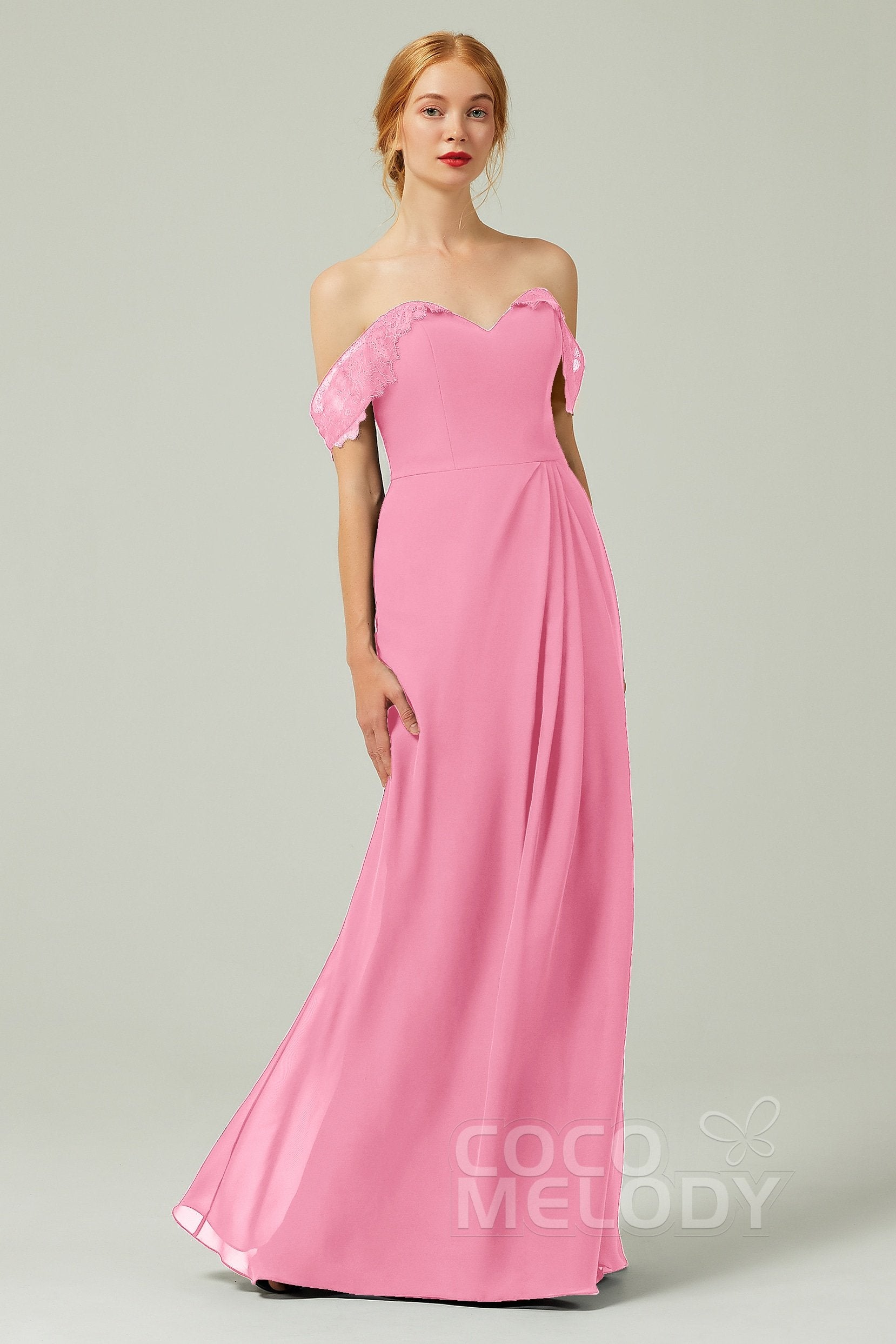 Sheath-Column Floor Length Chiffon Bridesmaid Dress Formal Dresses CB0338