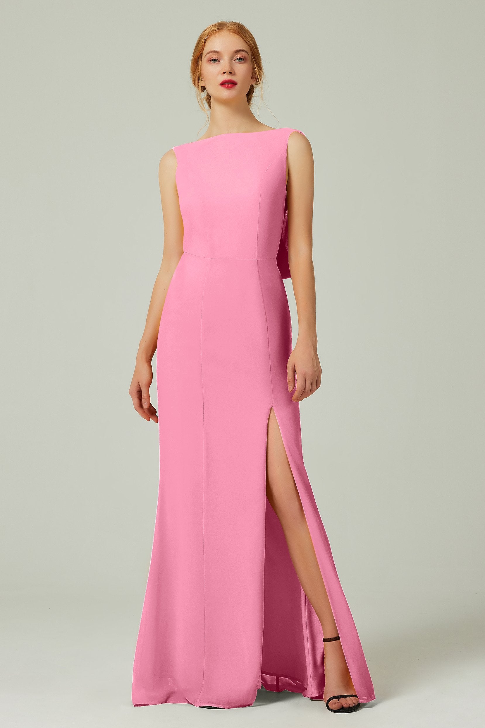 Sheath-Column Sweep-Brush Chiffon Bridesmaid Dress Formal Dresses CB0310