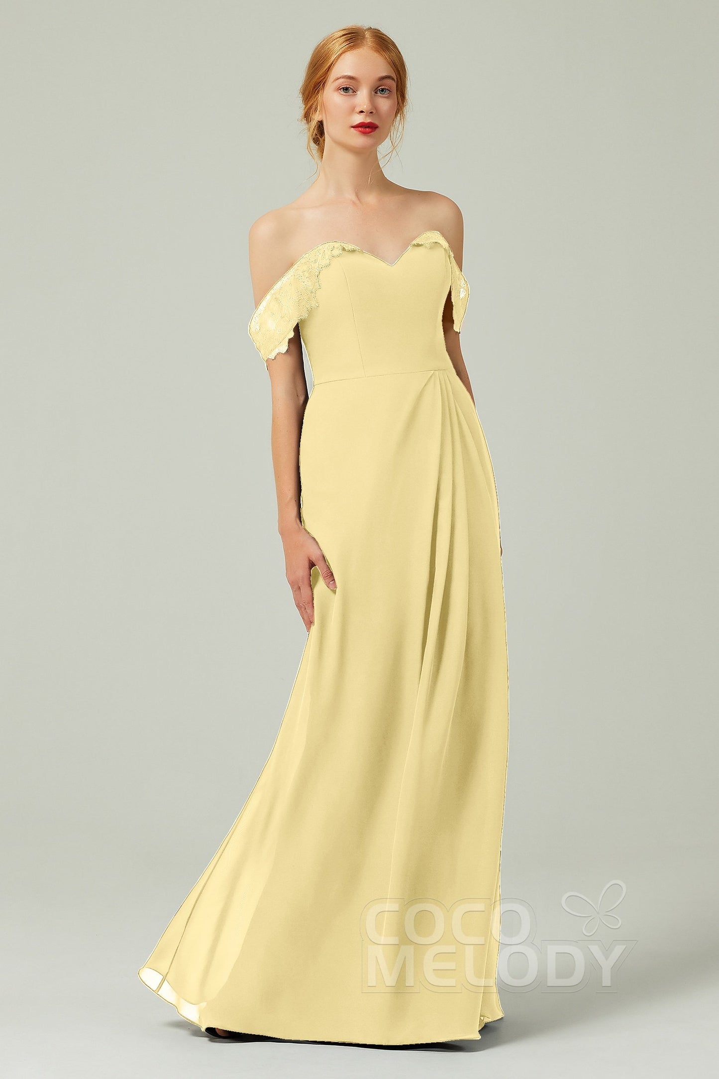 Sheath-Column Floor Length Chiffon Bridesmaid Dress Formal Dresses CB0338