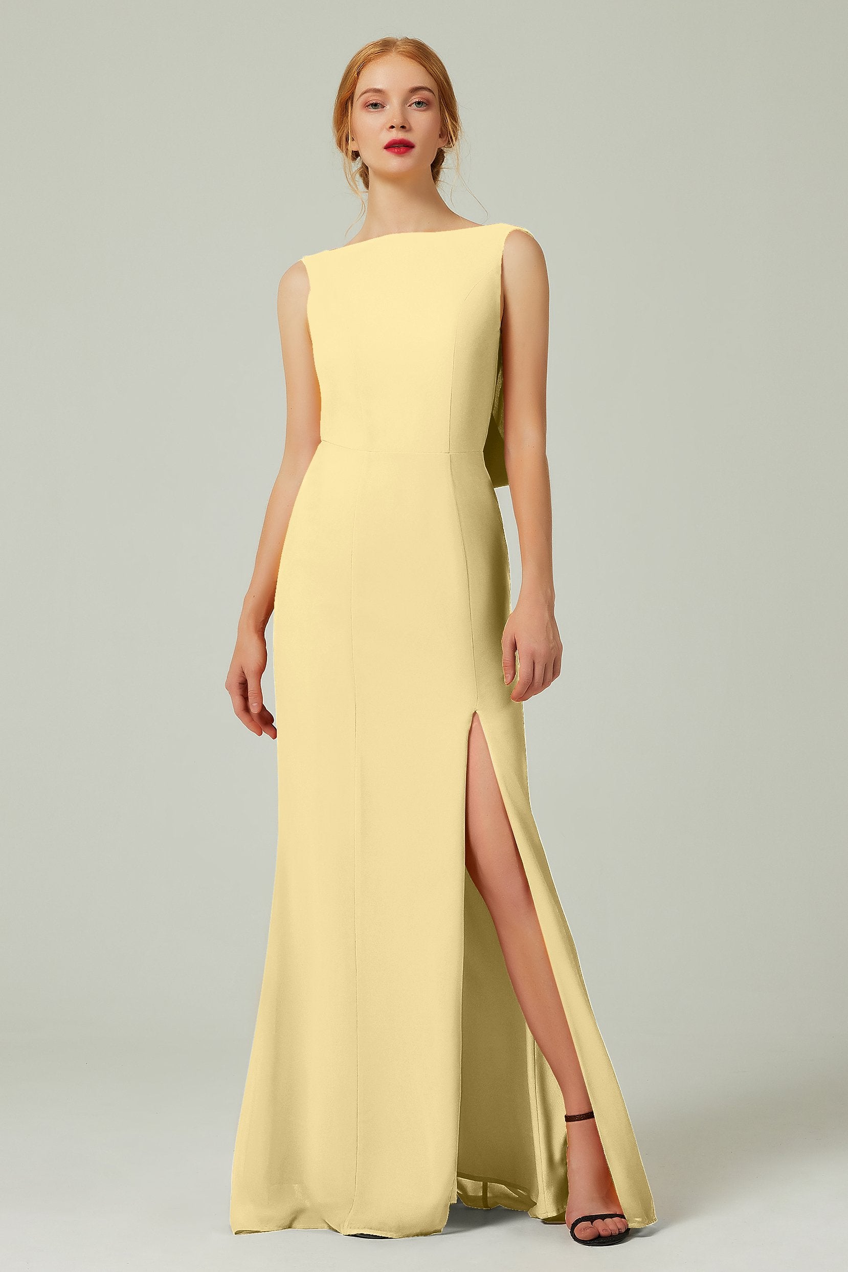Sheath-Column Sweep-Brush Chiffon Bridesmaid Dress Formal Dresses CB0310