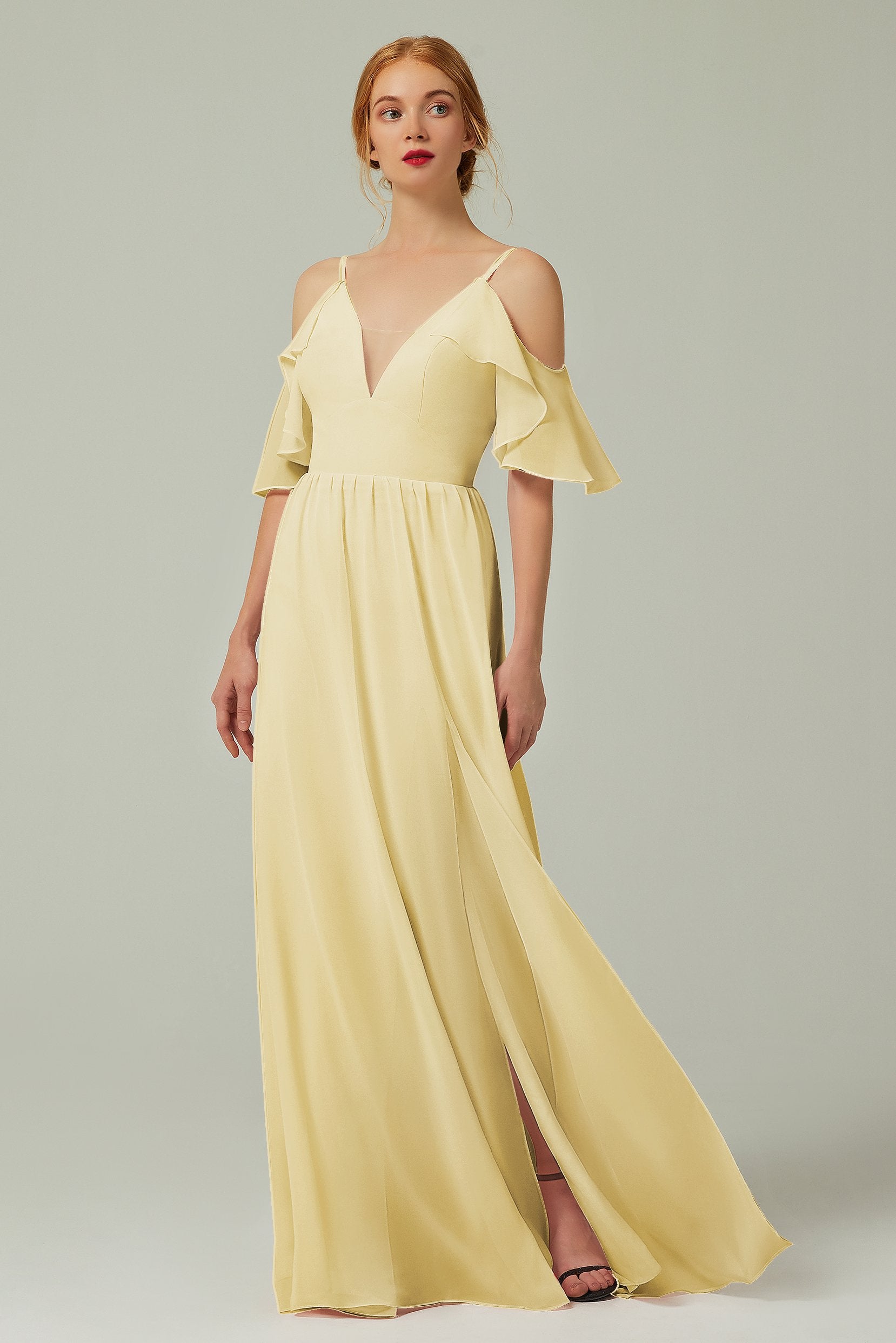 A-Line Floor Length Chiffon Bridesmaid Dress CB0236
