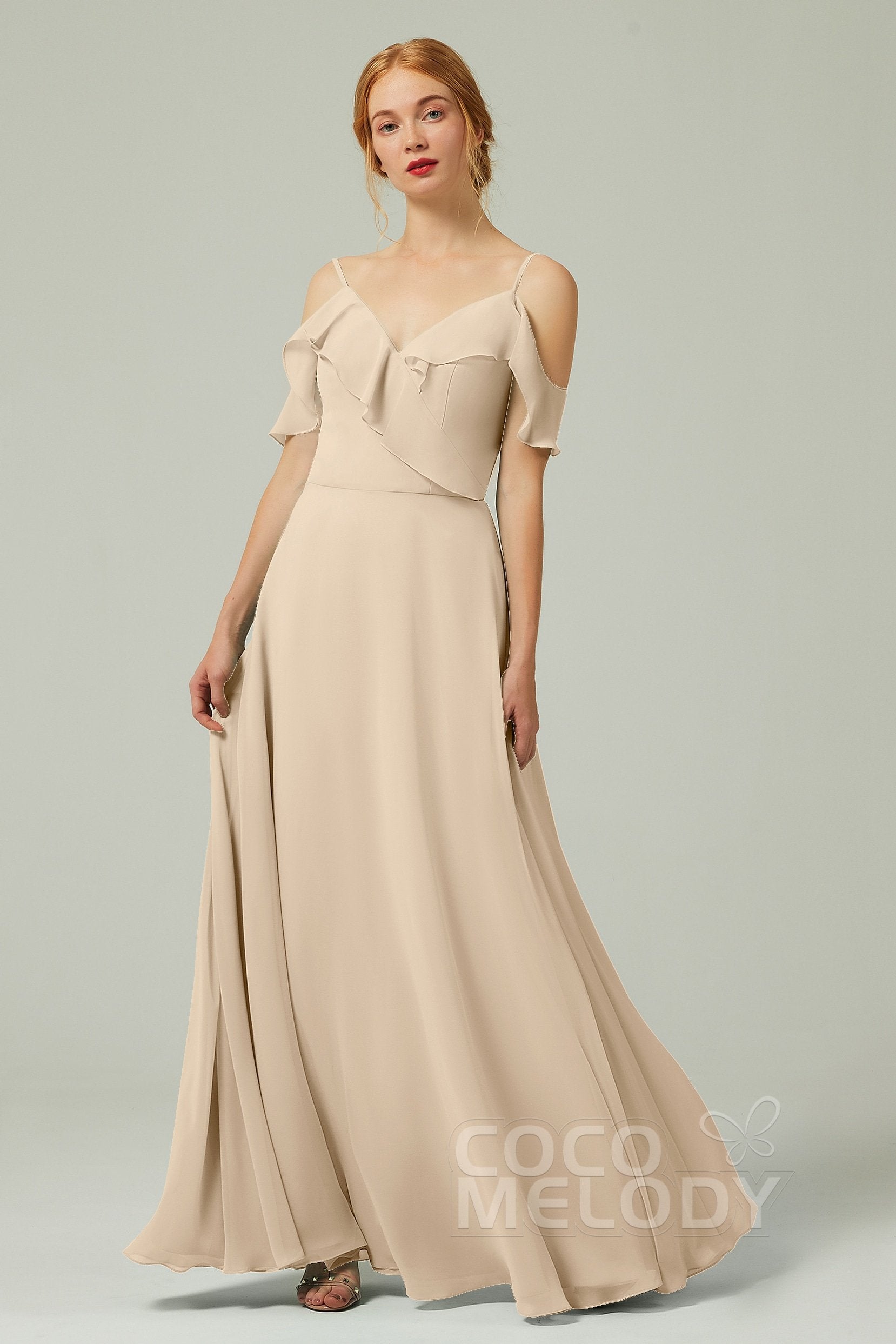 A-Line Floor Length Chiffon Bridesmaid Dress CB0326