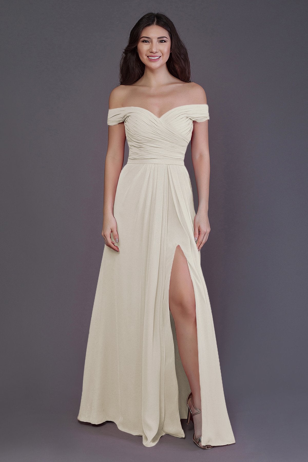 Sheath-Column Floor Length Chiffon Bridesmaid Dress PR3536