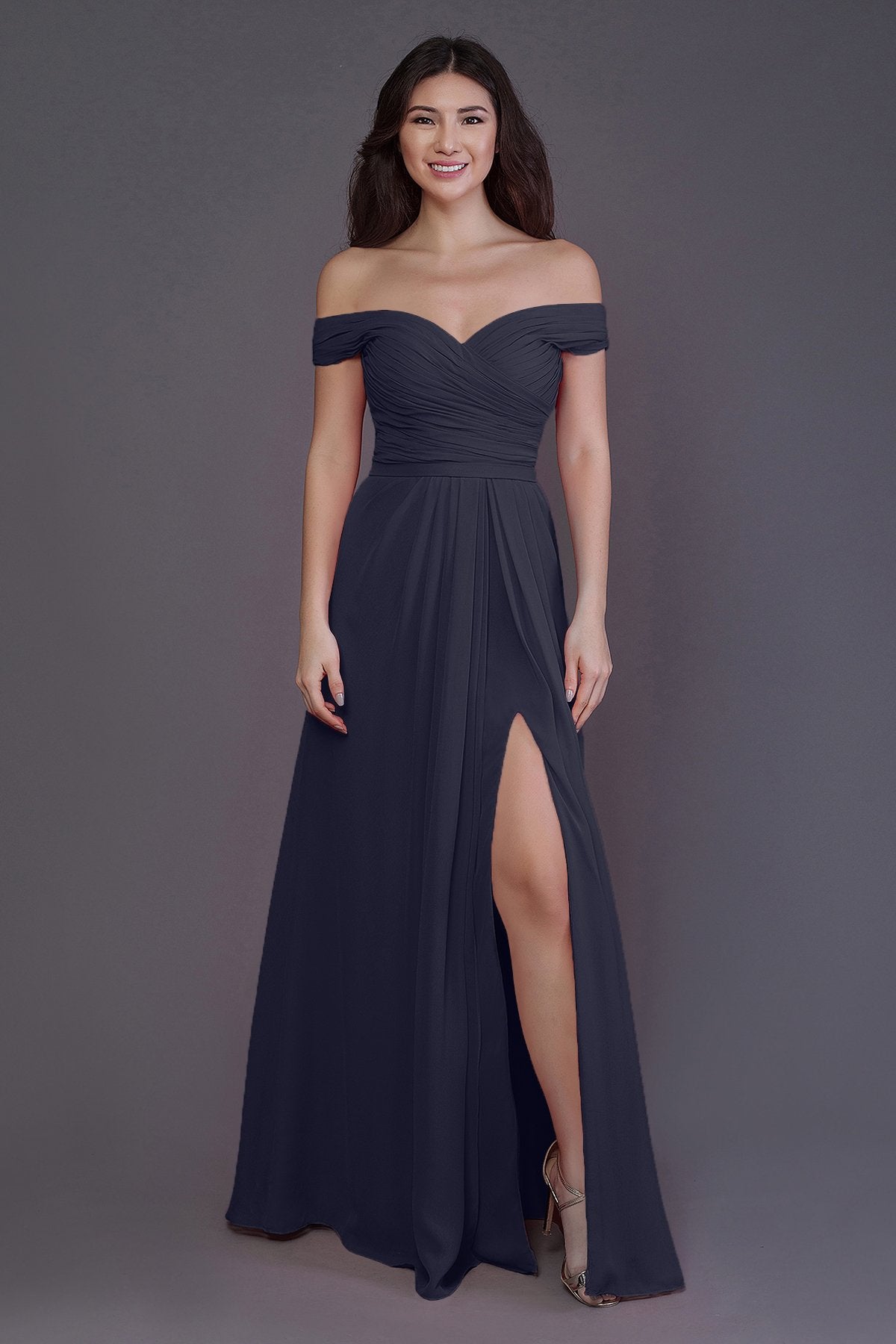 Sheath-Column Floor Length Chiffon Bridesmaid Dress PR3536