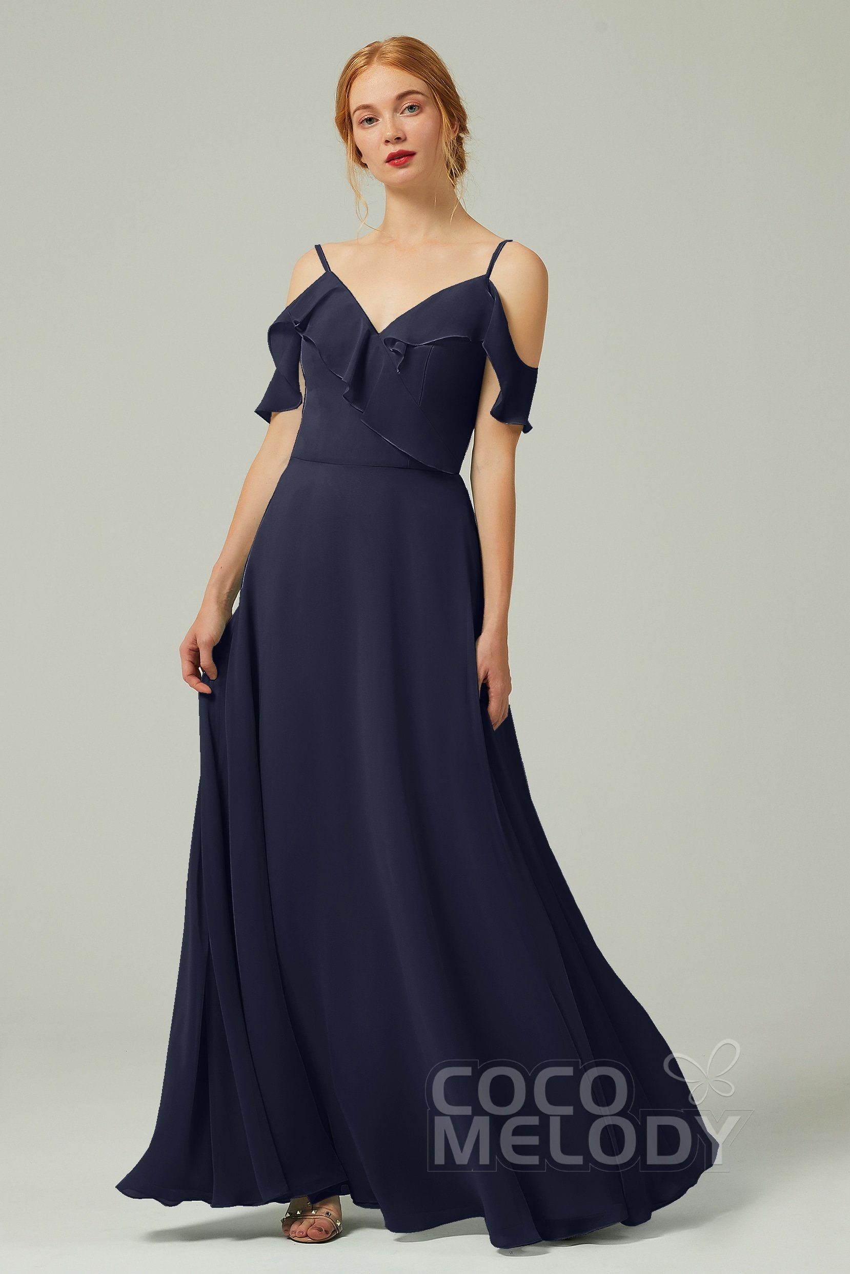 A-Line Floor Length Chiffon Bridesmaid Dress CB0326
